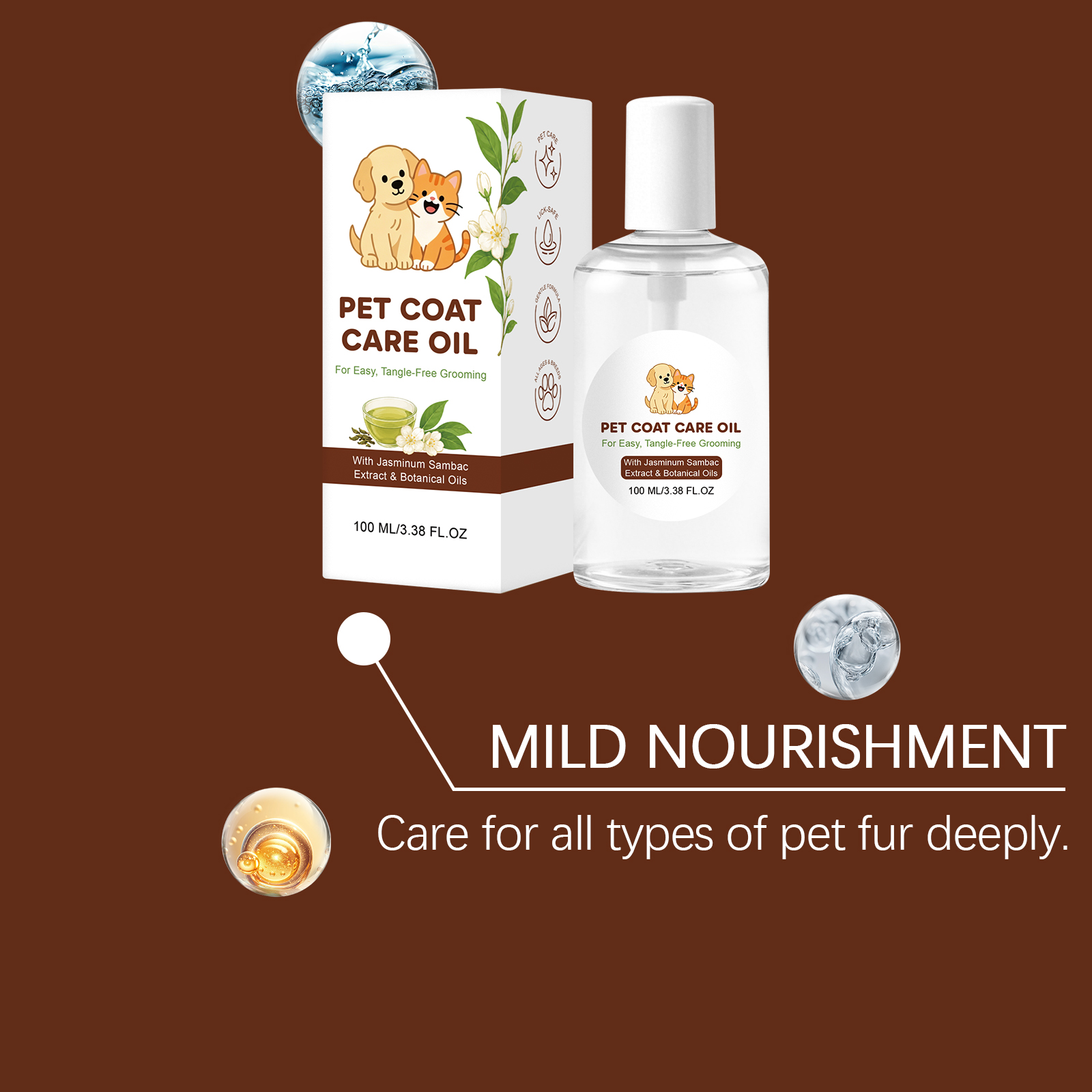 Pet Hair Care Oil Smoothing Anti Knot Mild Combing Elastic Fur Shine Cat Dog Gentle Improve Texture Bright Coat