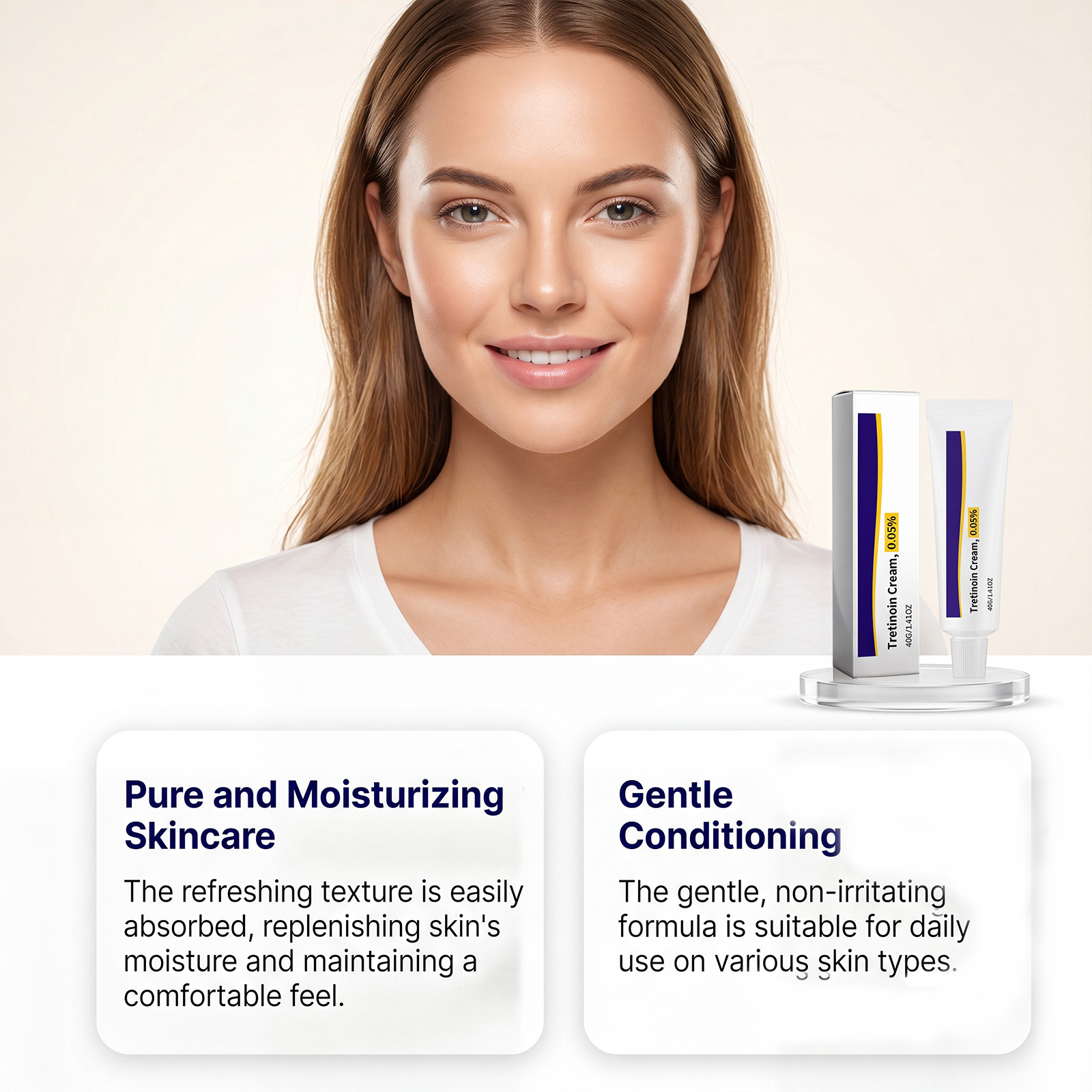 Tretinoin Care Cream Cleanses Hydrates Skin Soft Smooth Even Tone Fast Absorb Daily Skin Treatment