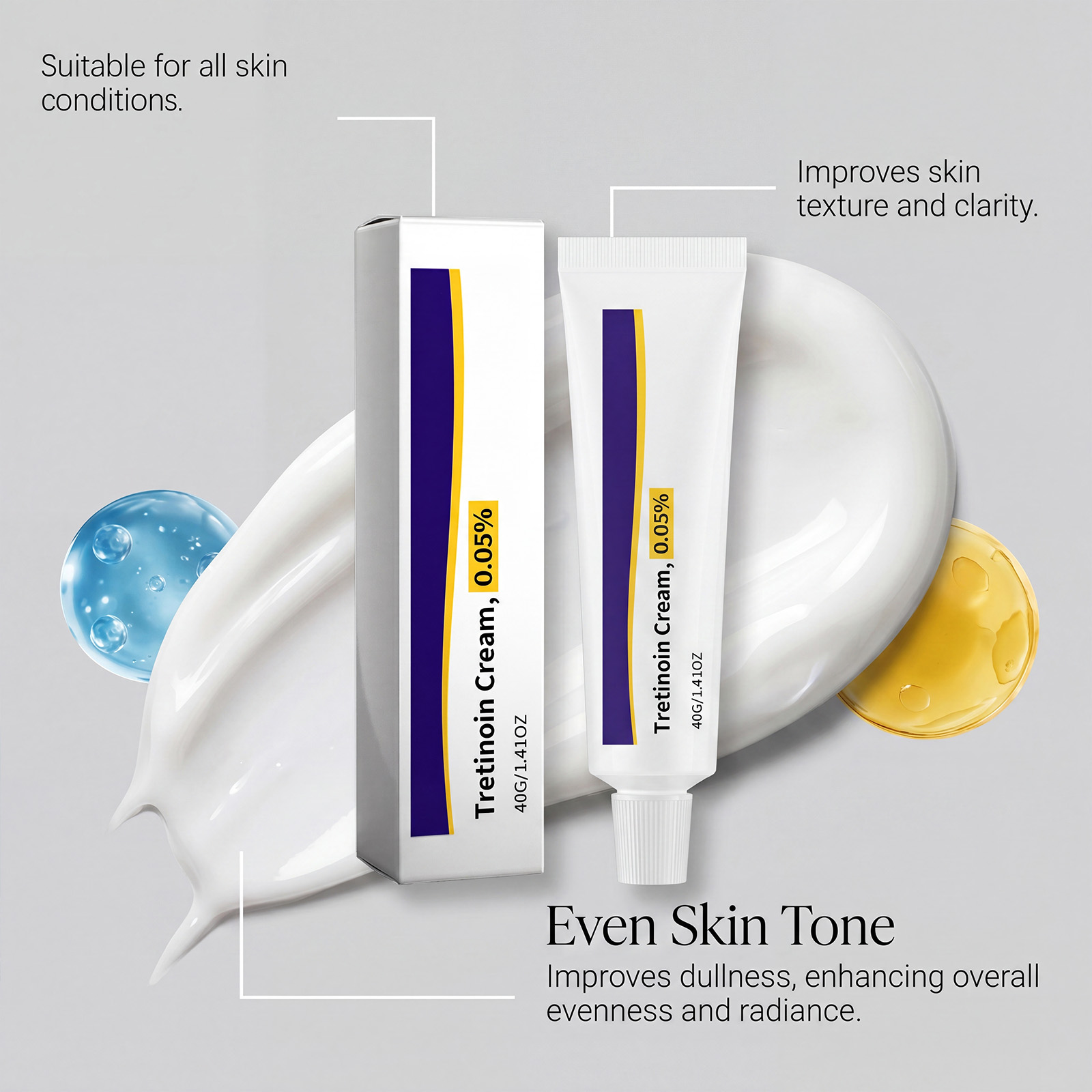 Tretinoin Care Cream Cleanses Hydrates Skin Soft Smooth Even Tone Fast Absorb Daily Skin Treatment