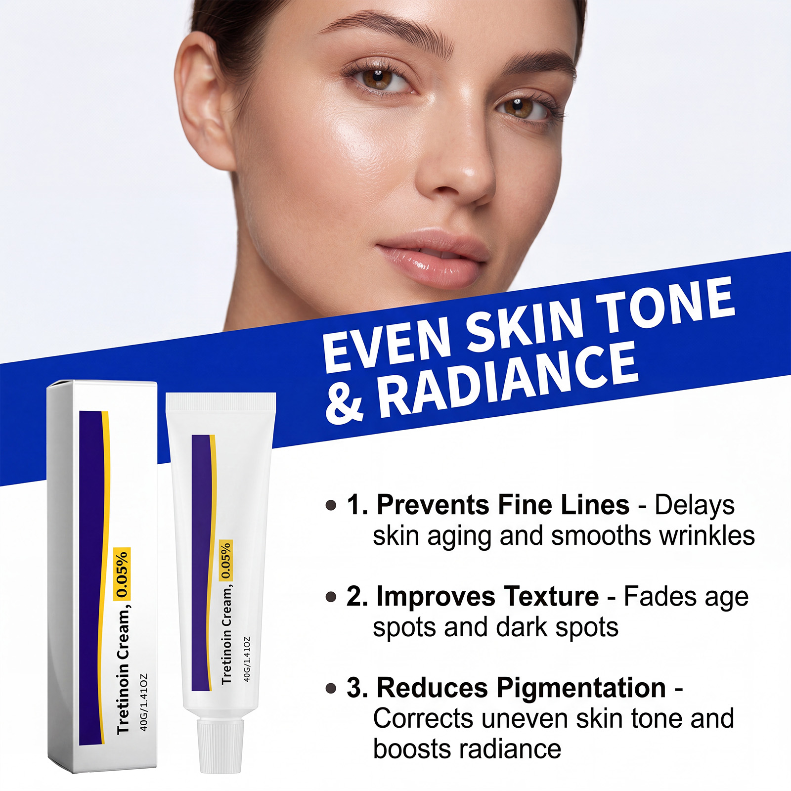 Tretinoin Care Cream Cleanses Hydrates Skin Soft Smooth Even Tone Fast Absorb Daily Skin Treatment