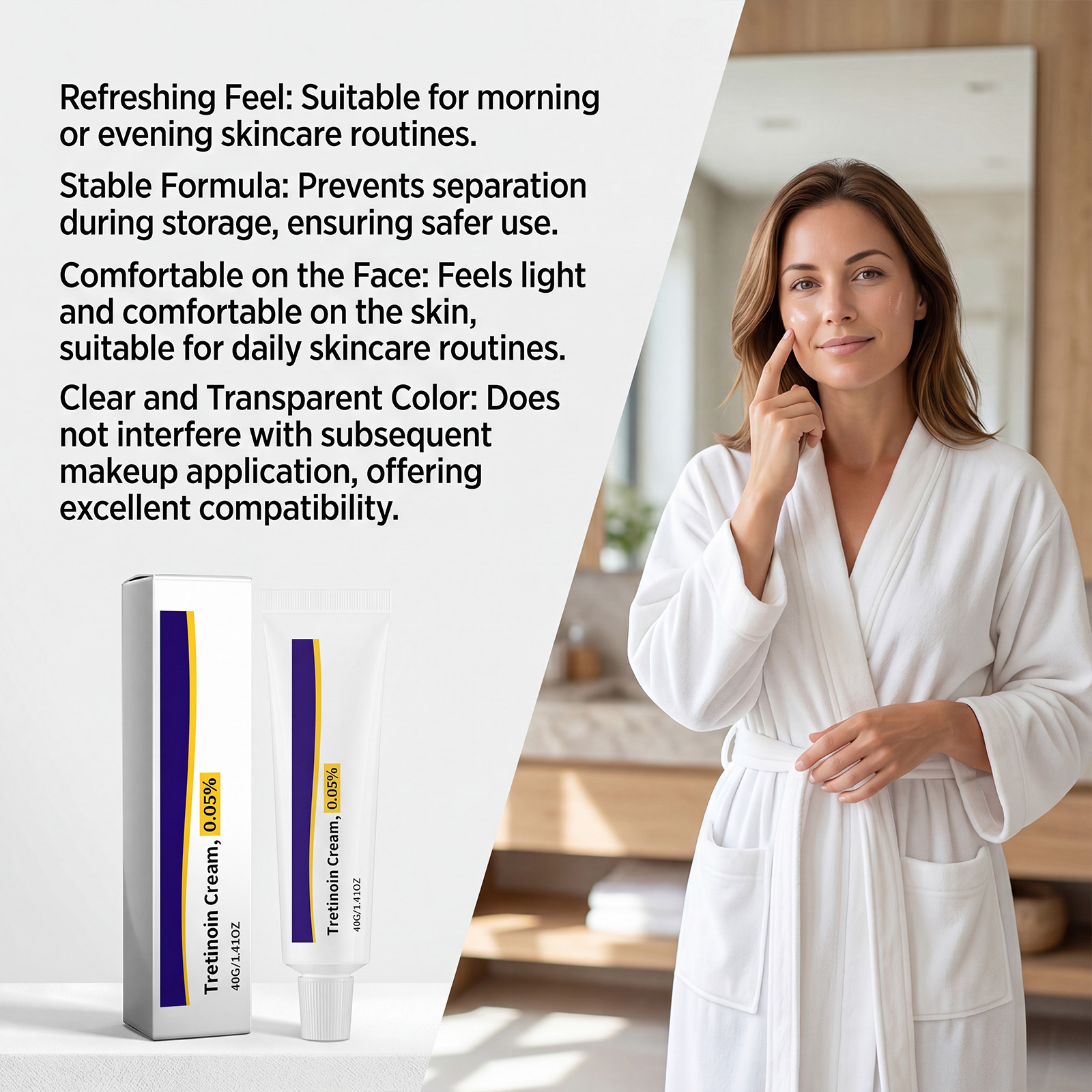 Tretinoin Care Cream Cleanses Hydrates Skin Soft Smooth Even Tone Fast Absorb Daily Skin Treatment