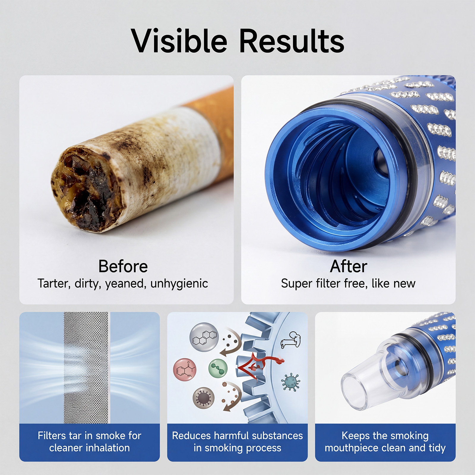 Cigarette Pipe Daily Creative Portable Mini Exquisite Plastic Straight Tube Smoking Tool Accessory Small Light Practical Simple Fine Neat