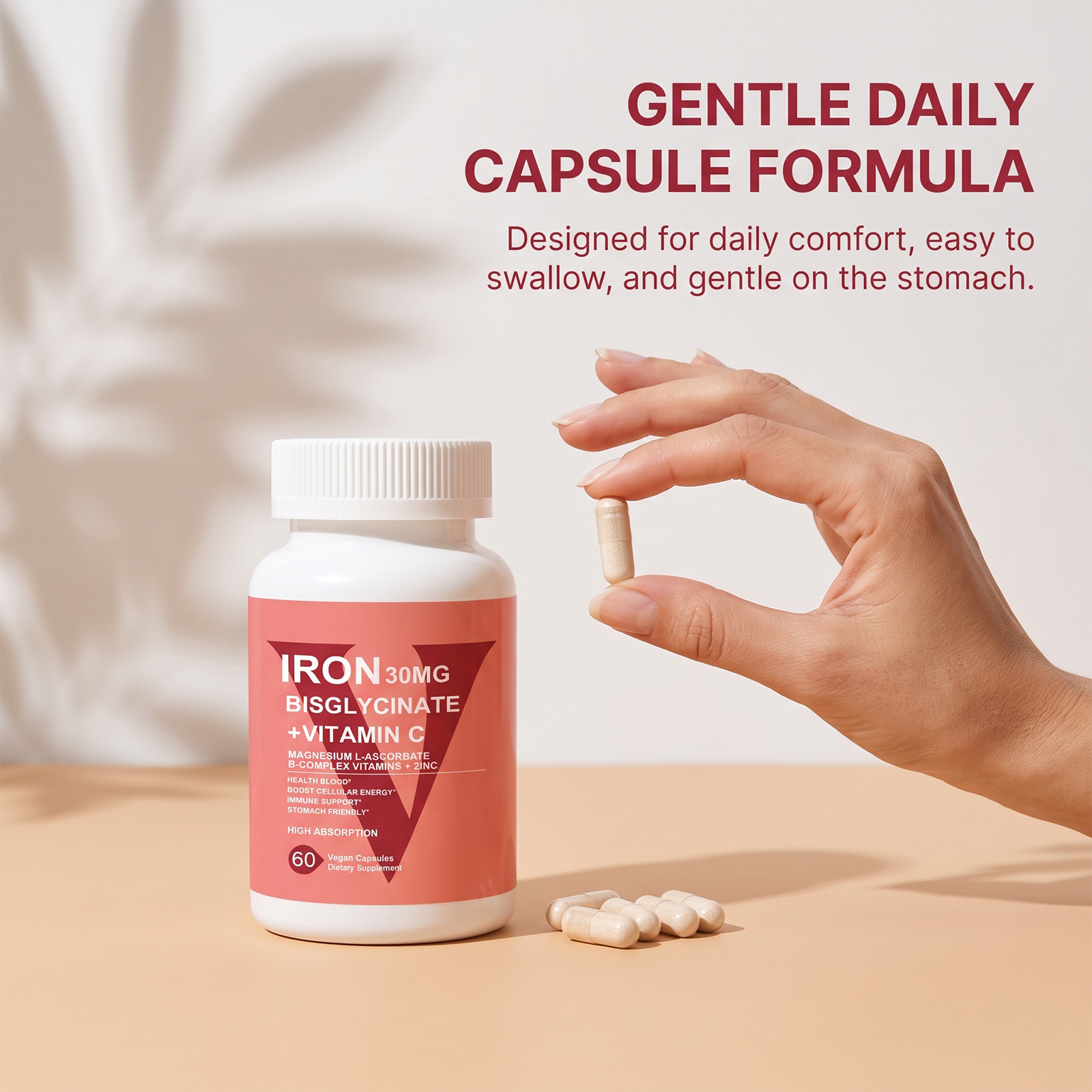 Iron Glycinate Dual Nutrient Capsules Iron Supplement Hematopoiesis Support Daily Vitality Nutrient Synergy Capsule