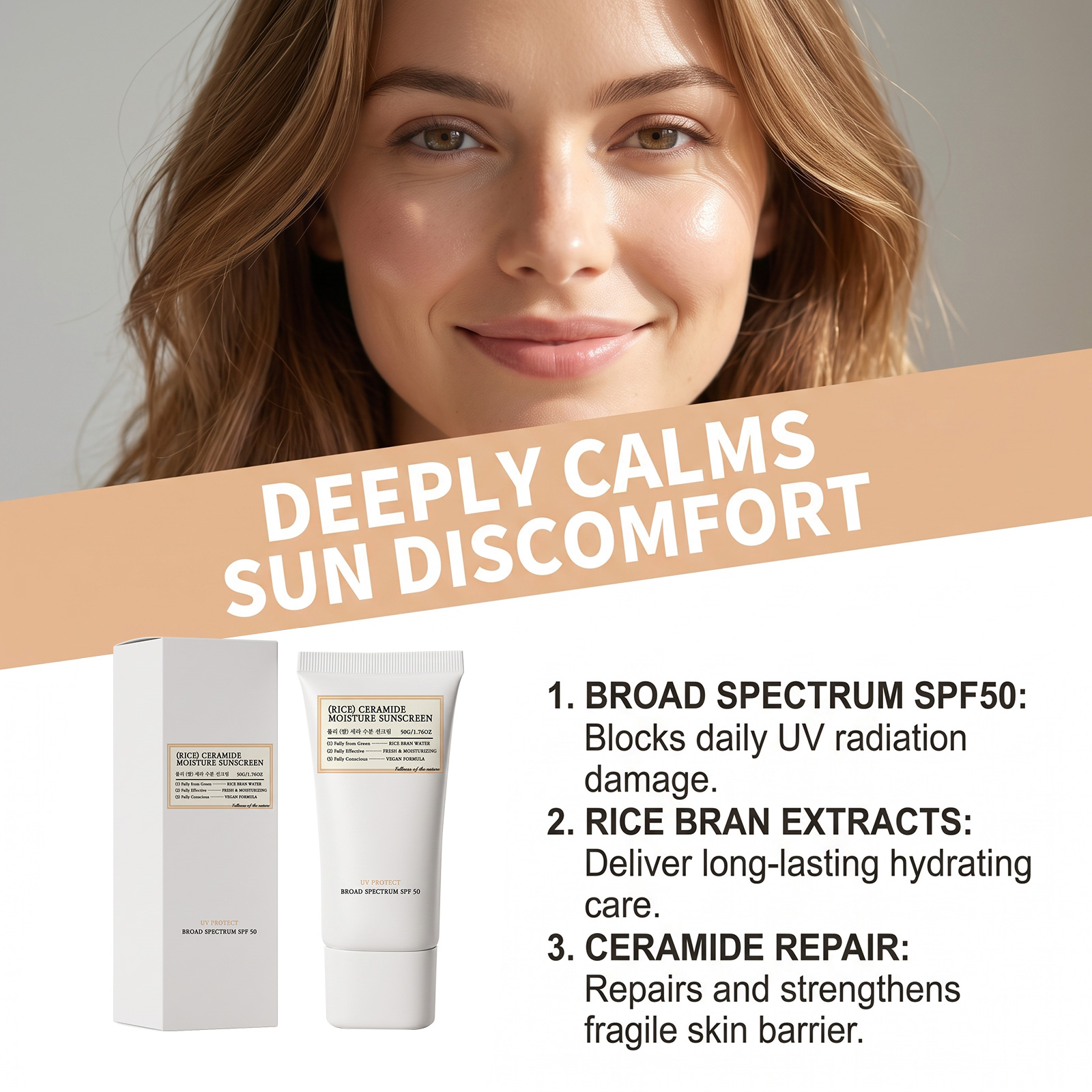 Rice Moisturizing Protection Lotion Mild Clean Light Hydrating Texture Care Skin Block Ultraviolet Ray