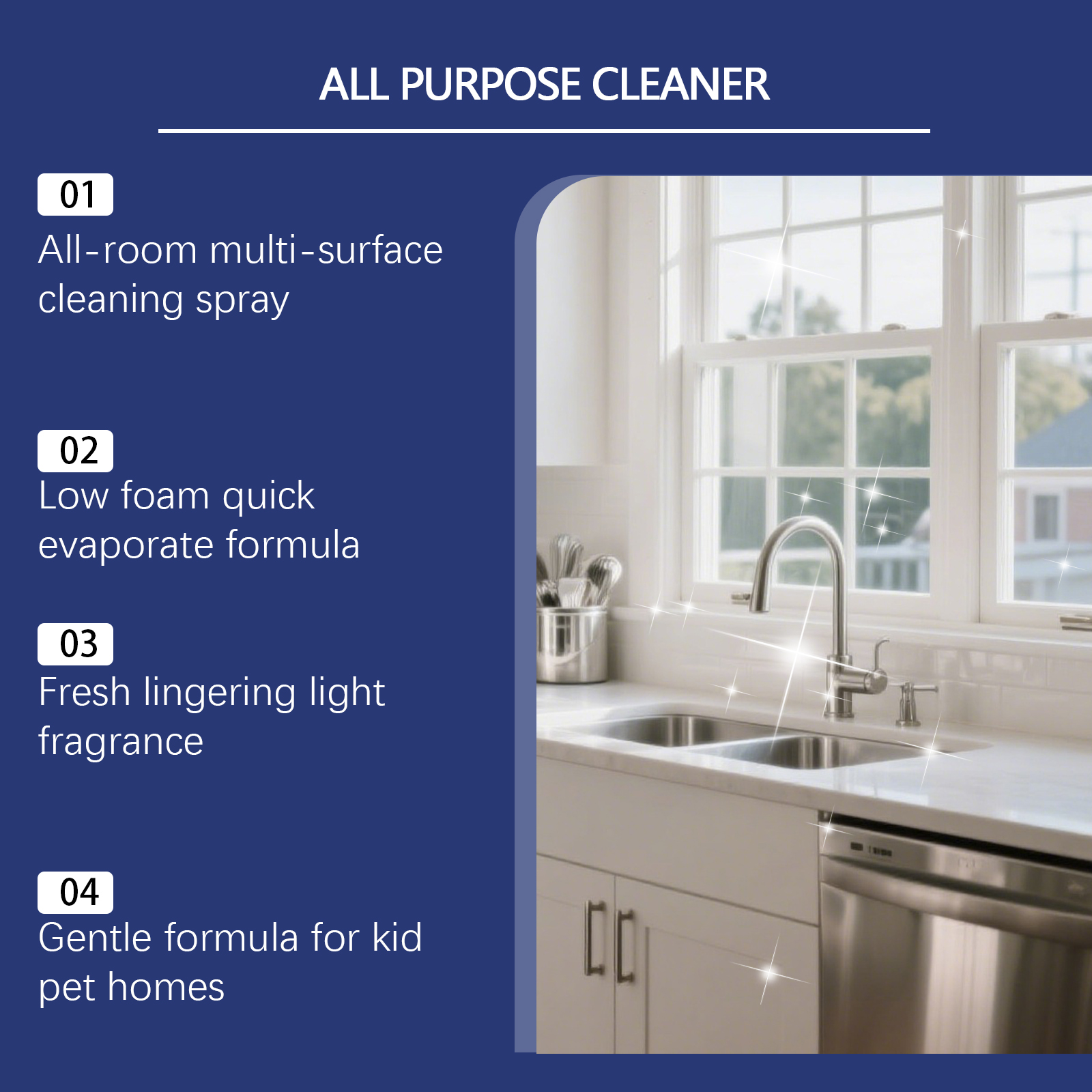 Multi Purpose Cleaner Mild Formula Long Lasting Fresh Scent Furniture Wall Tile Countertop Various Surfaces