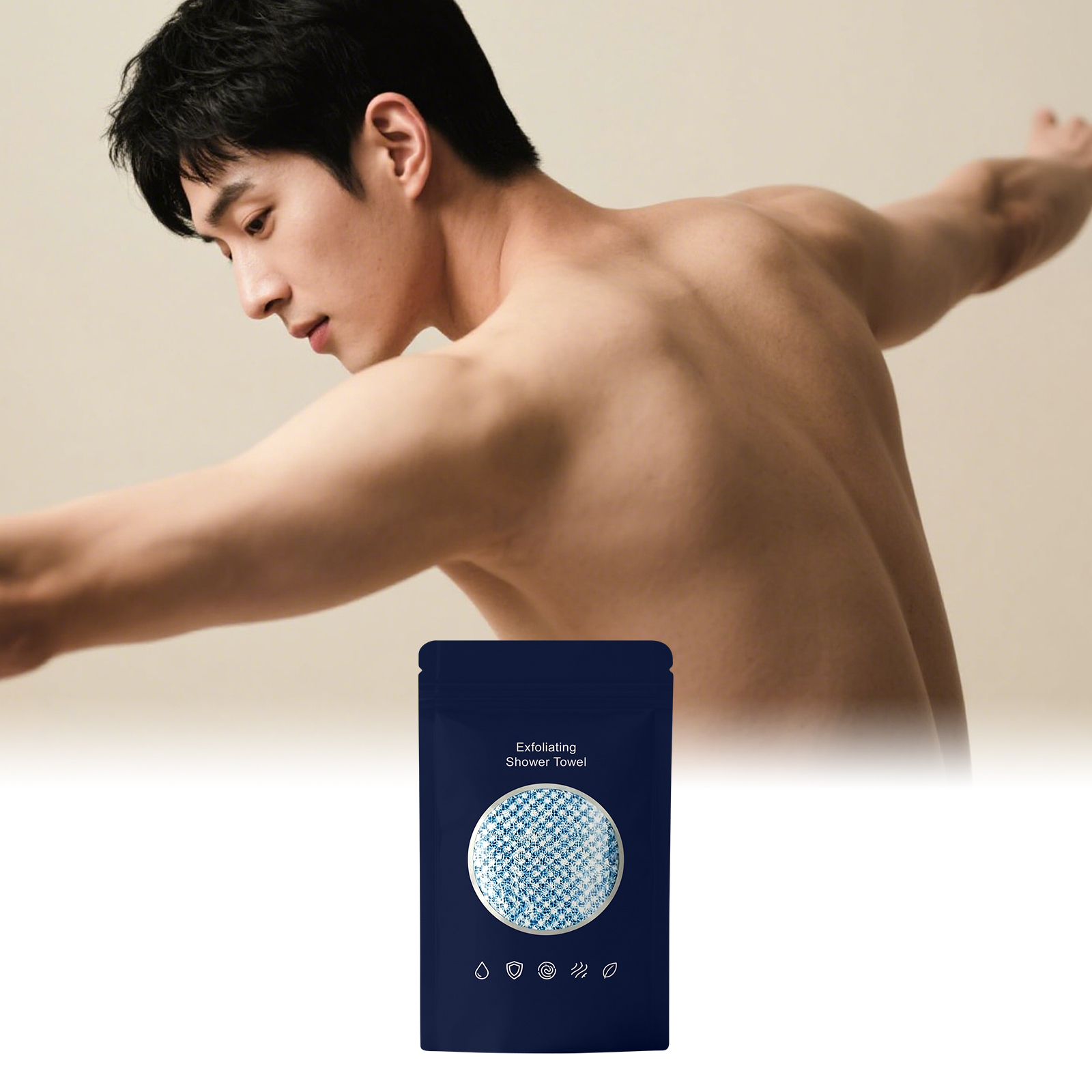 Blue Exfoliate Bath Towel Convenient Durable Mild Soft Skin Clean Daily Body Scrub