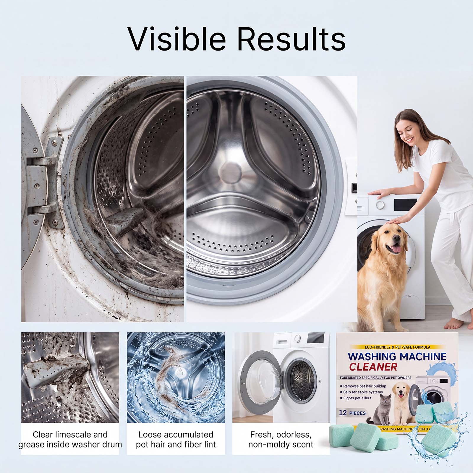 Washing Machine Cleaning Tablets Remove Odors No Disassembly Dissolve Lint Dirt Inner Tub