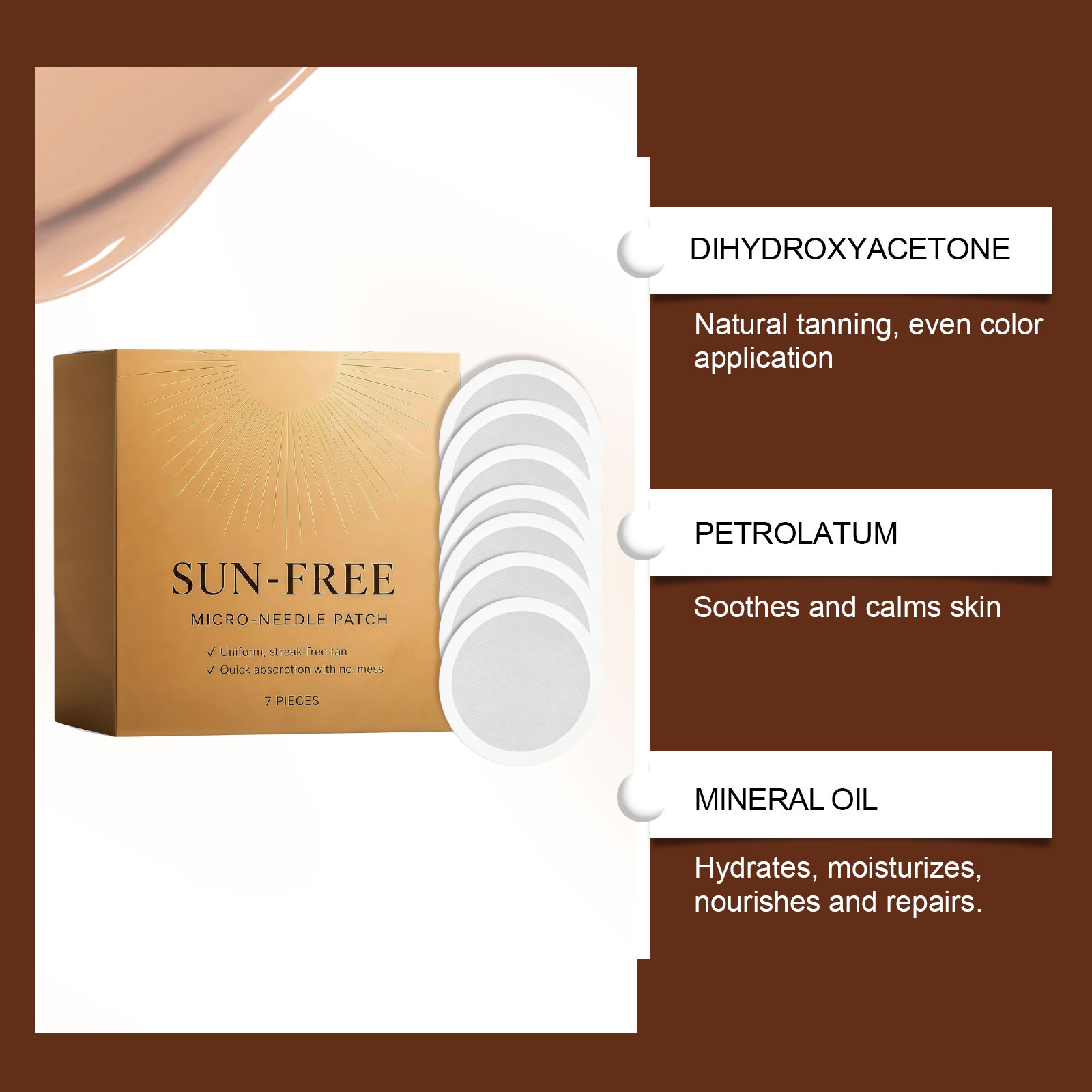Body Tanning Care Microneedle Patch Deep Penetration Instant Stick Even Coloring Mild CE Certified Skin Treatment
