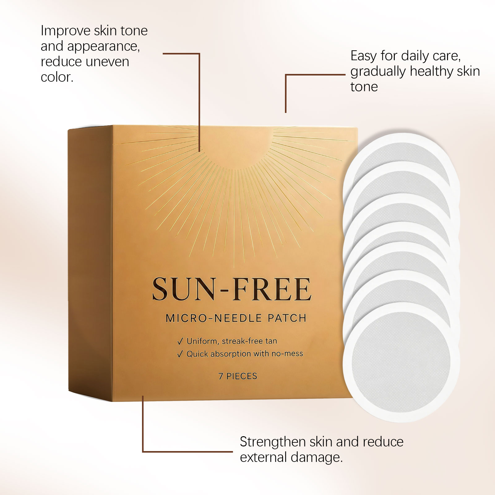 Body Tanning Care Microneedle Patch Deep Penetration Instant Stick Even Coloring Mild CE Certified Skin Treatment
