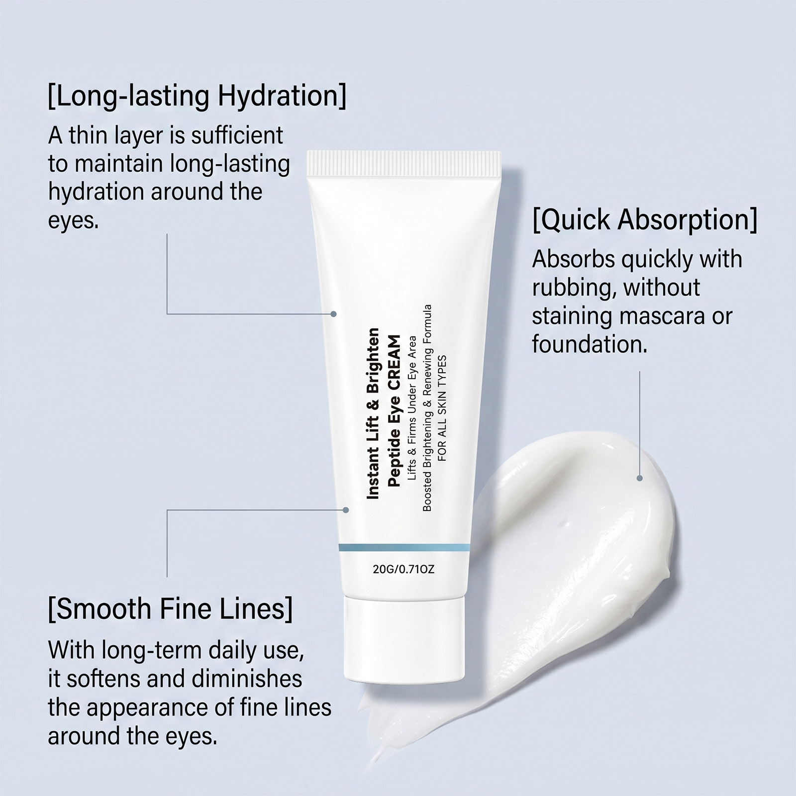 Lifting Brightening Eye Cream Delicate Creamy Gentle Hydrating Fast Absorbing Non Sticky Periocular Skin