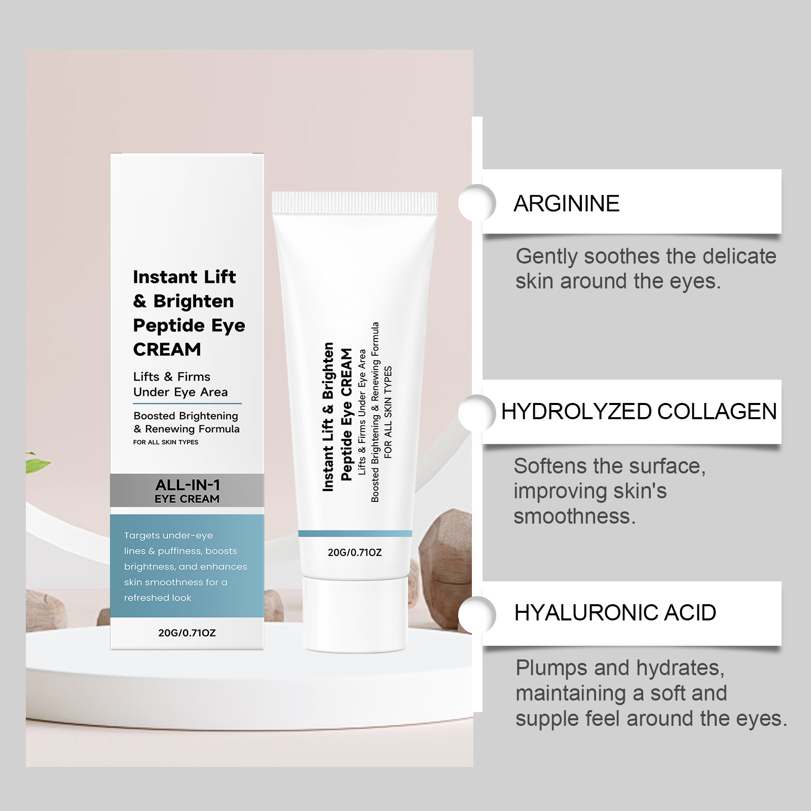 Lifting Brightening Eye Cream Delicate Creamy Gentle Hydrating Fast Absorbing Non Sticky Periocular Skin