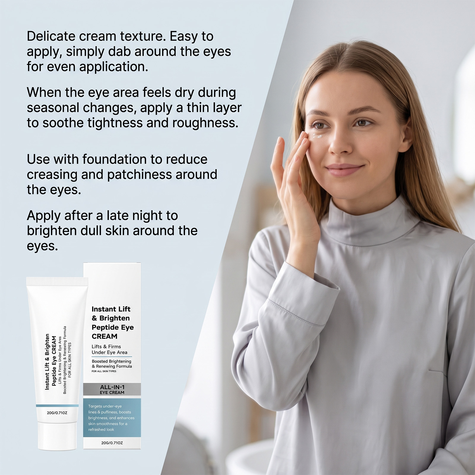 Lifting Brightening Eye Cream Delicate Creamy Gentle Hydrating Fast Absorbing Non Sticky Periocular Skin