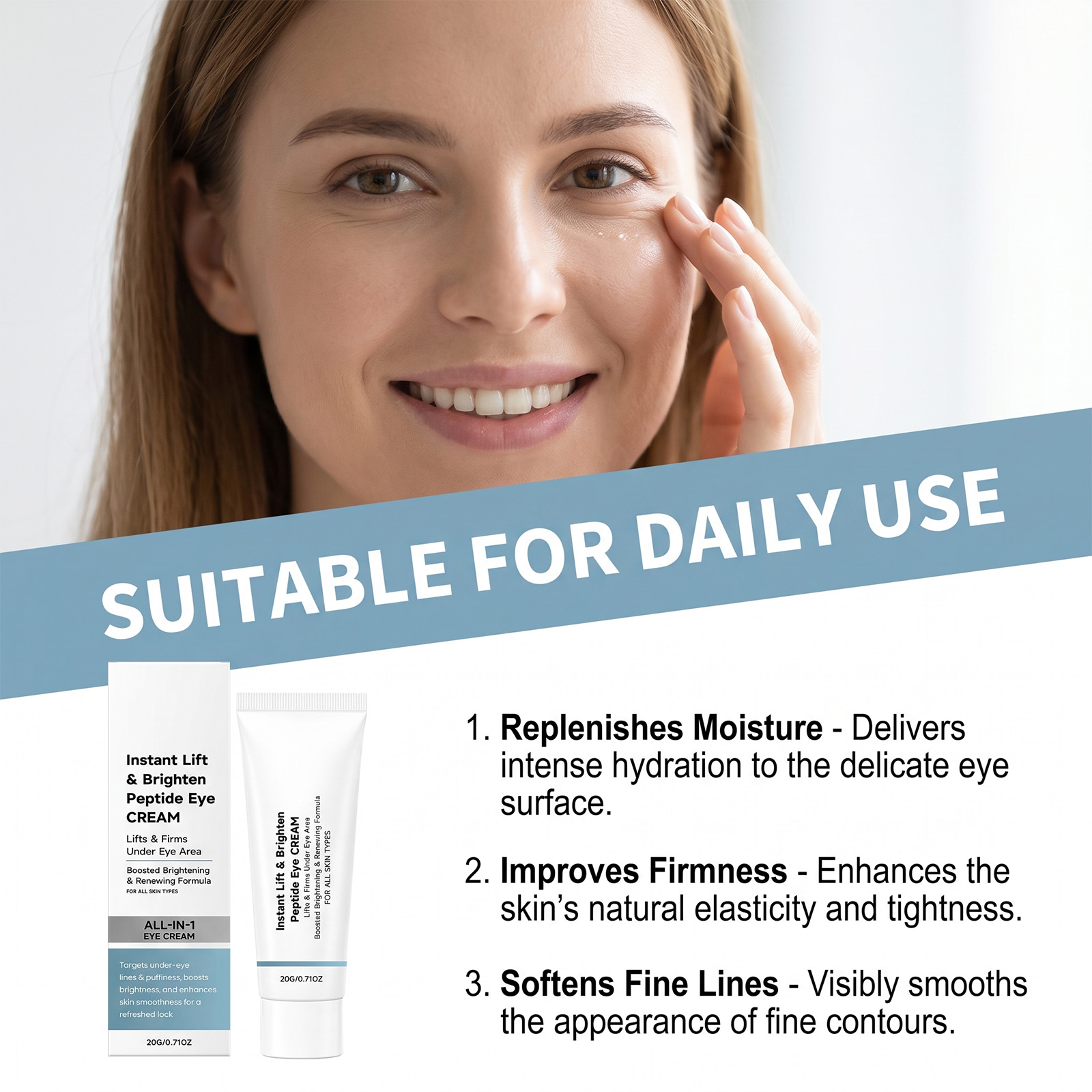 Lifting Brightening Eye Cream Delicate Creamy Gentle Hydrating Fast Absorbing Non Sticky Periocular Skin