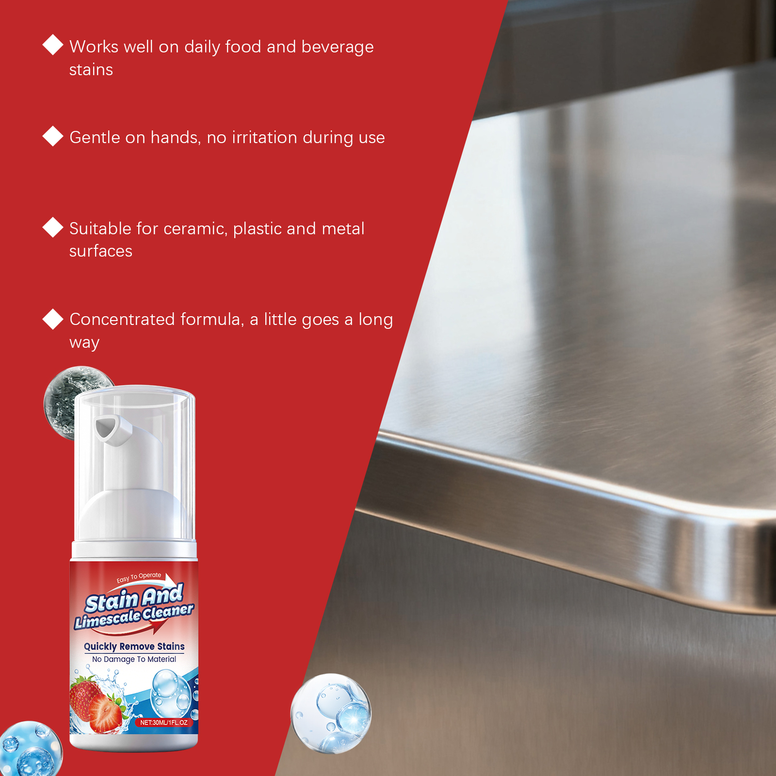 Stain Remover Mild Formula Cleans Dirt Home Kitchen Bathroom Multipurpose Maintenance Agent