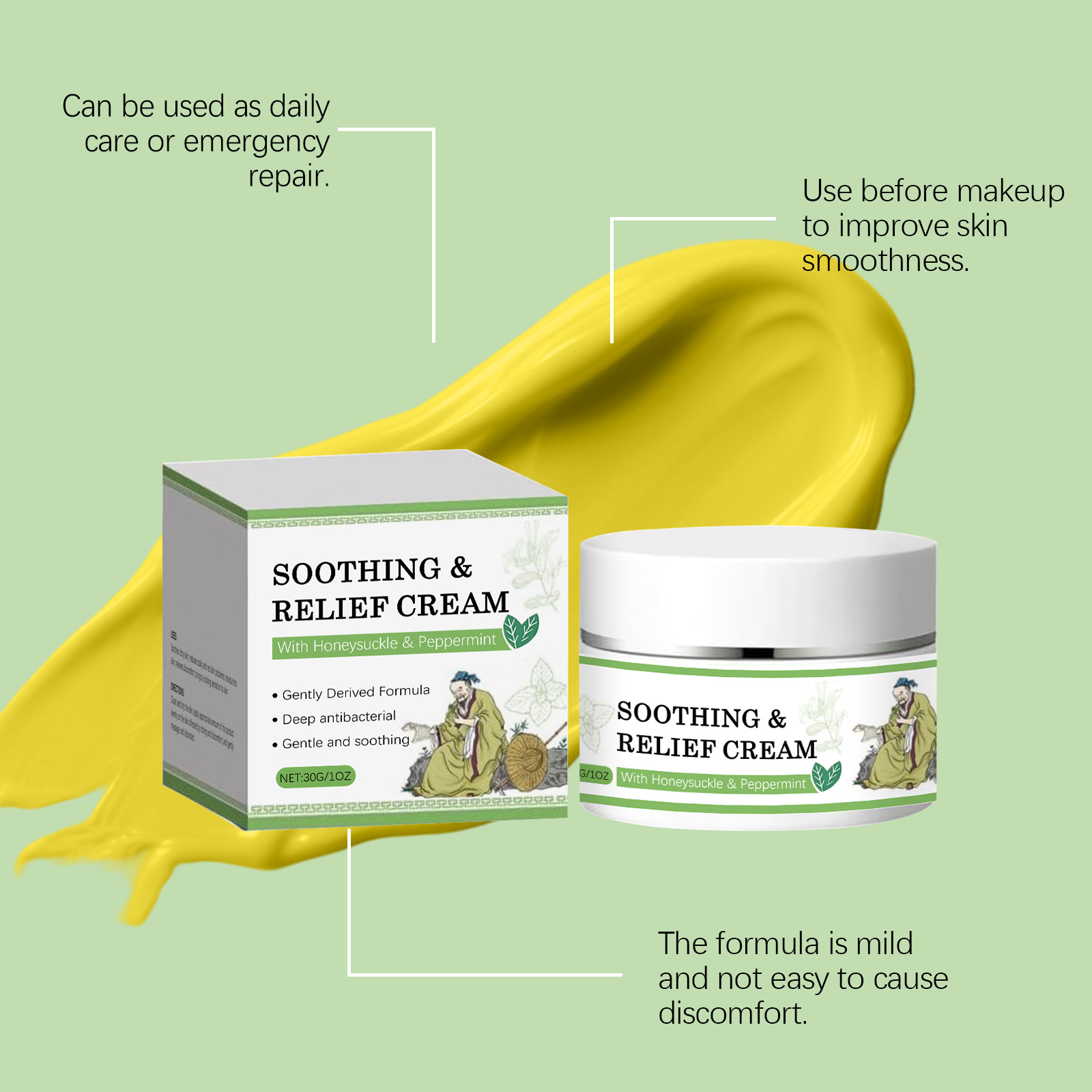 Herbal Skincare Moisturizing Cream Gentle Ingredients Plant Extract Moisturize Comfortable Application Body Skin Care
