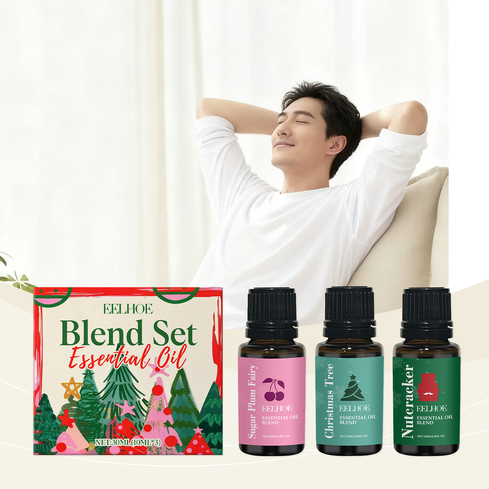 Fragrance Essential Oil Set Home Fresh Natural Long Lasting Christmas Festive Atmosphere Multi Purpose Aroma Diffuser