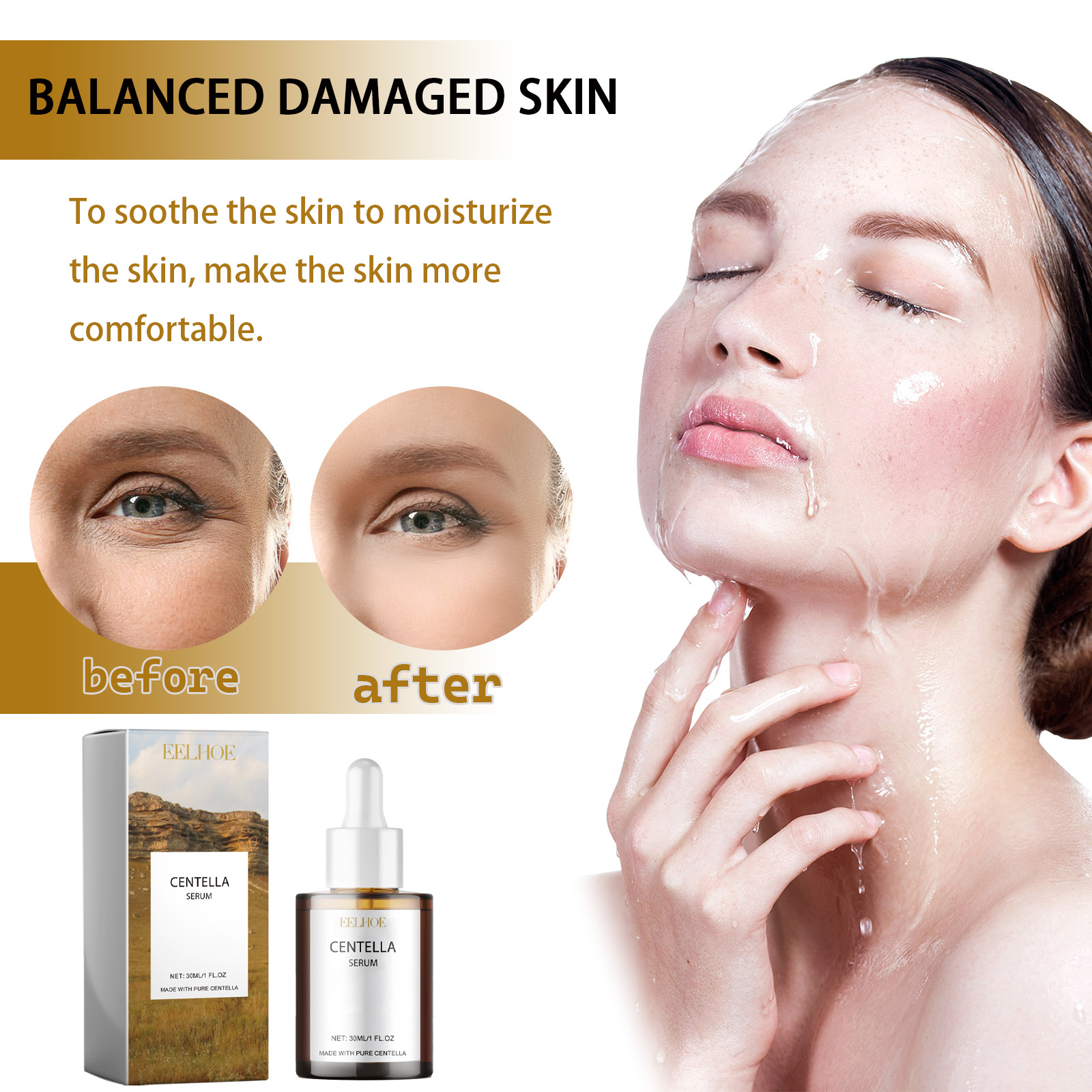 Centella Essence Serum Hydrating Brightening Soothing Dry Skin Daily Face Care Lightweight Nourishing