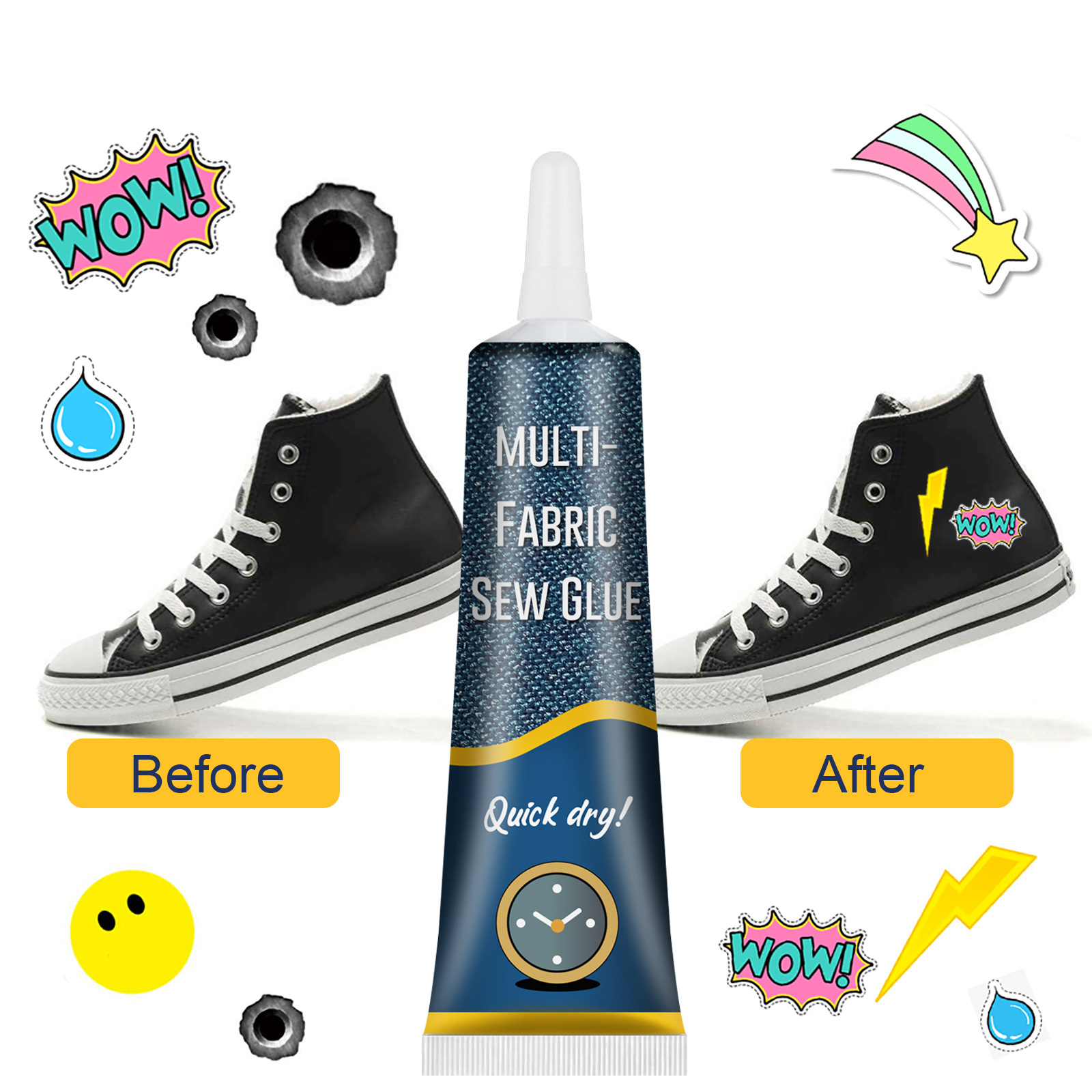 Fabric Repair Glue For Clothing Shoes Jeans Hats Patch Fast Bonding Strong Adhesion Waterproof Household Textile Adhesive 1 PCS