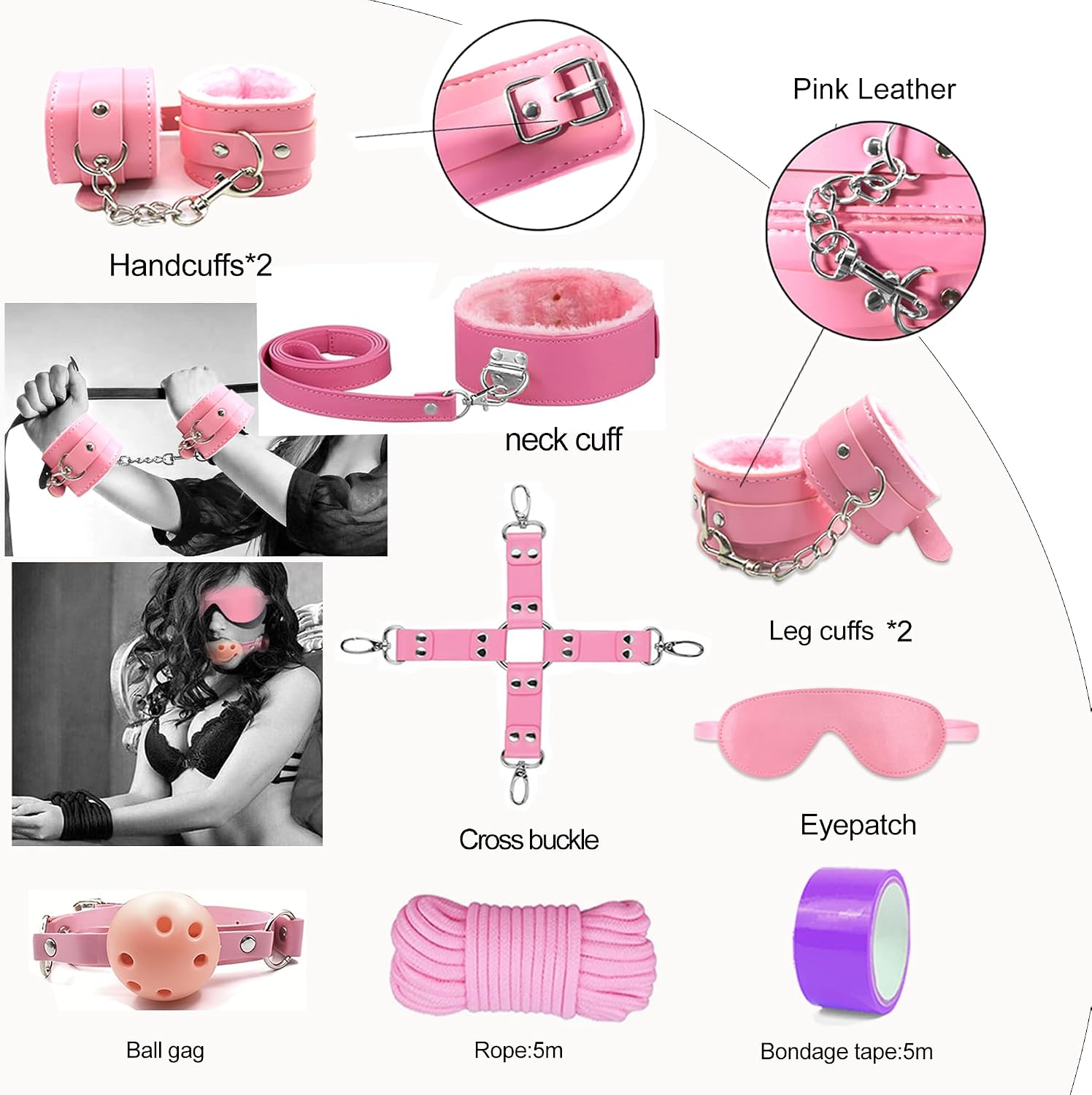 BDSM Set Sex Toy for Couples 33 Pieces Bondage Kits Adult Sex Toys with Handcuffs Sex Games and Anal Plug Sets for Women Men