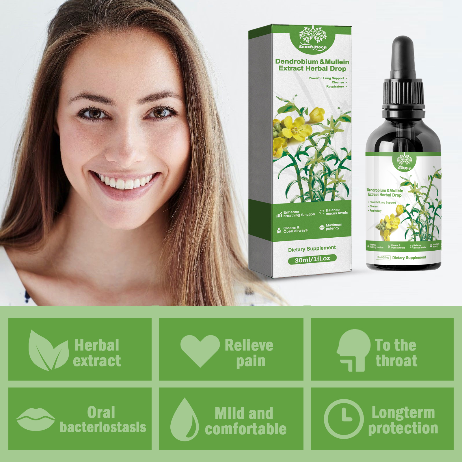 Herbal Body Care Drops Mullein Dendrobium Respiratory Comfort Daily Wellness 30ml