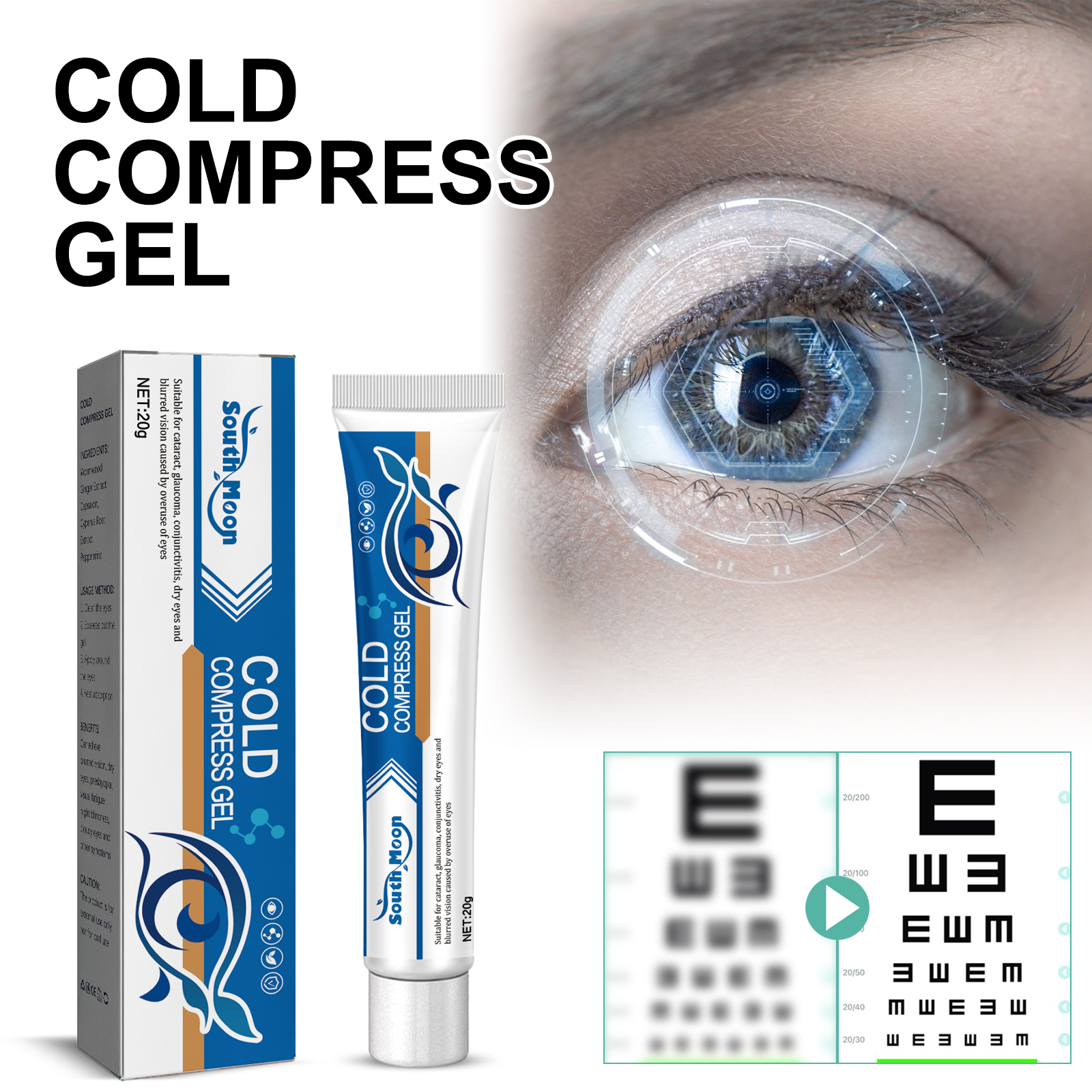 Eye Cooling Gel Soothing Moisturizing For Dry Tired Eyes Daily Eye Area Care 20g