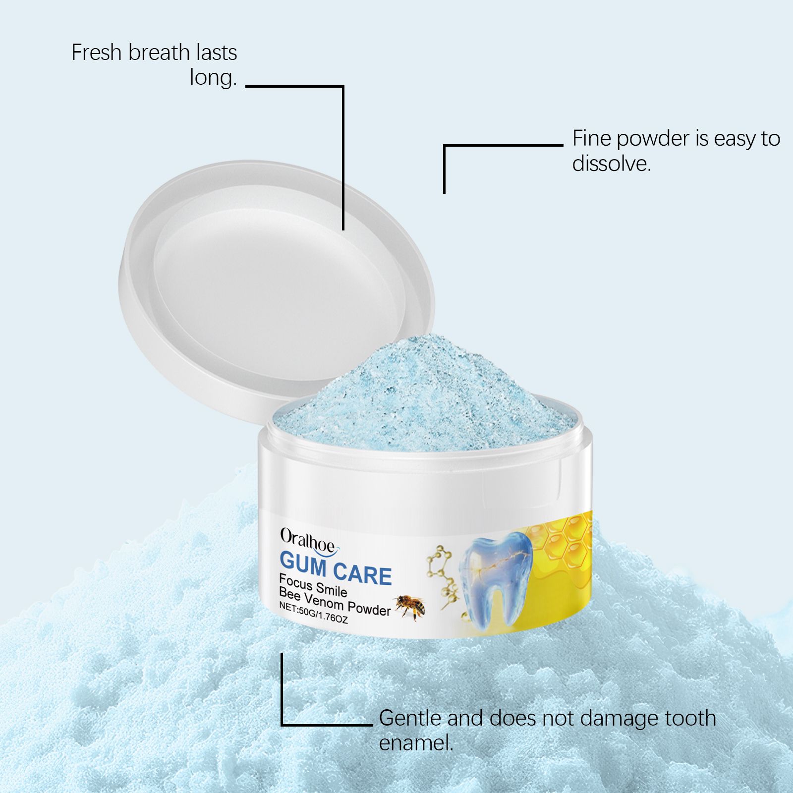 Bee Venom Brightening Tooth Powder Gentle Cleaning Fresh Breath Daily Oral Care