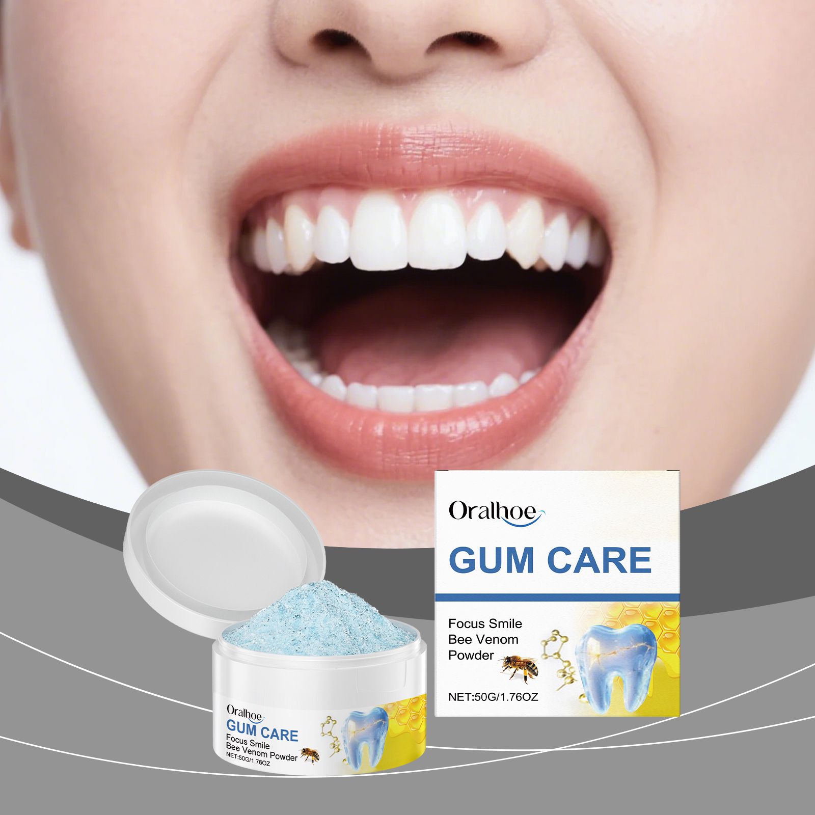 Bee Venom Brightening Tooth Powder Gentle Cleaning Fresh Breath Daily Oral Care