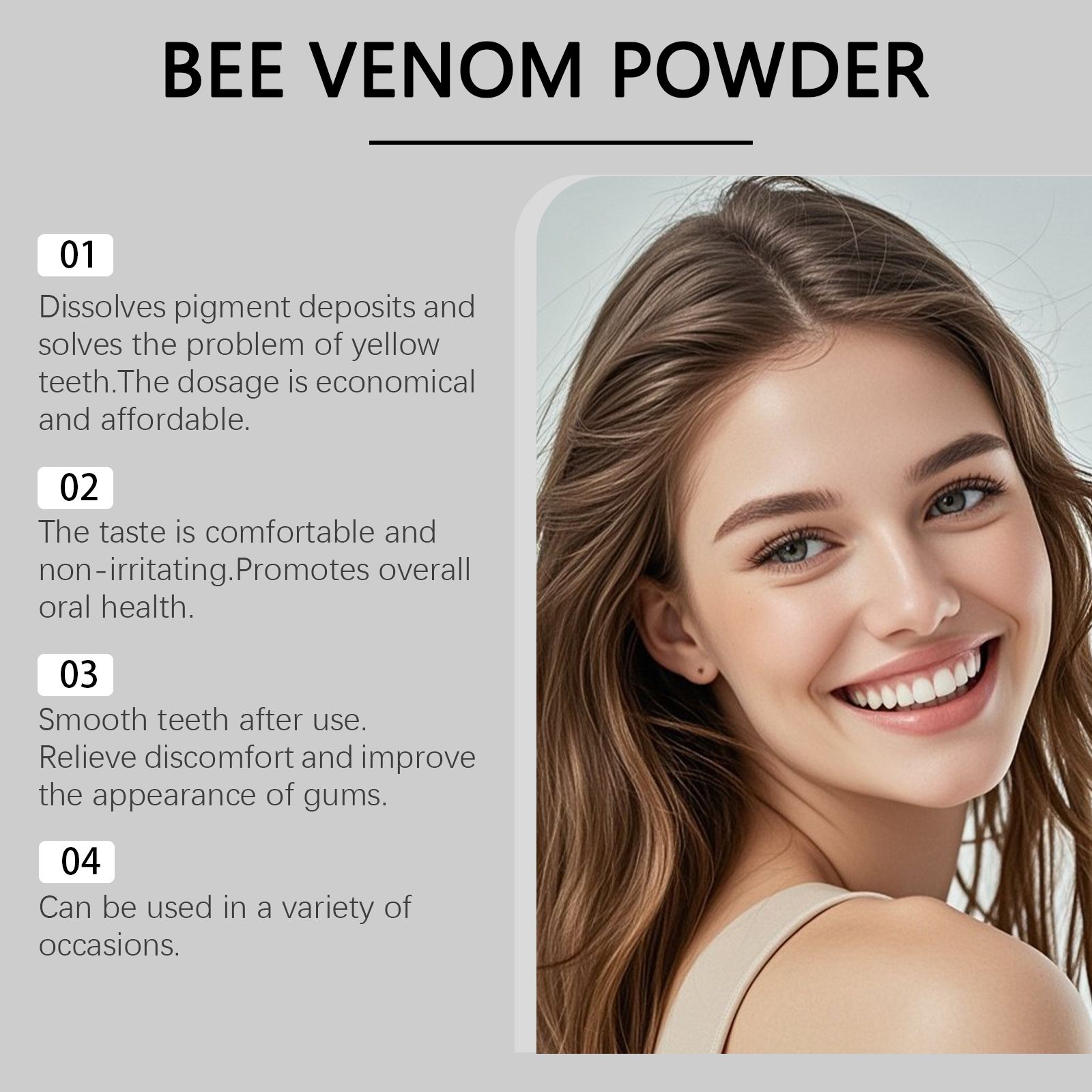 Bee Venom Brightening Tooth Powder Gentle Cleaning Fresh Breath Daily Oral Care