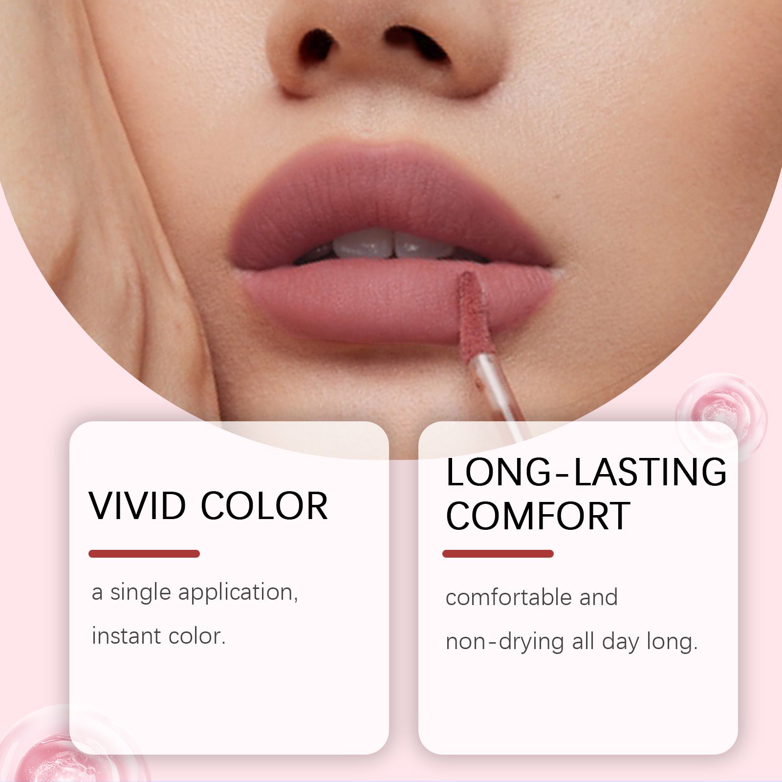 Nude Pink Matte Lip Gloss Moisturizing Long Lasting Easy Color For Daily Lip Makeup