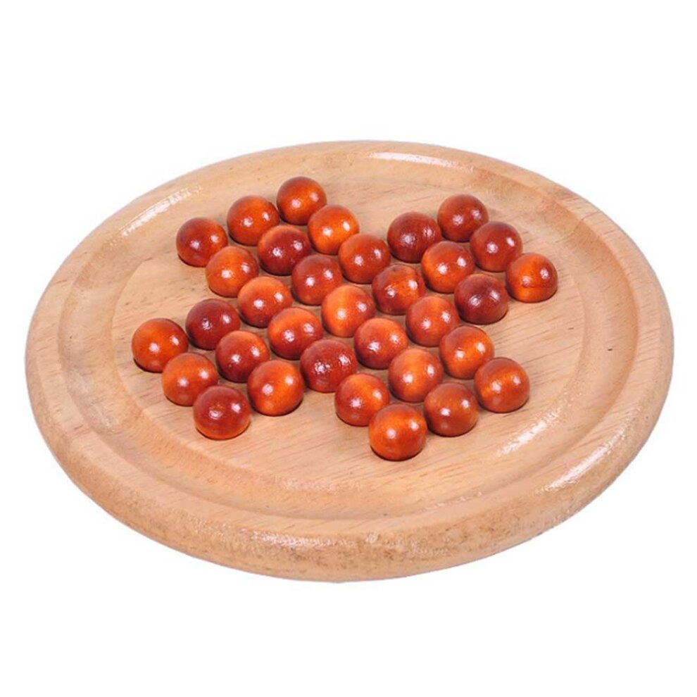 Wooden Solitaire Board Game Marble Child Educational Classic Fun Toy