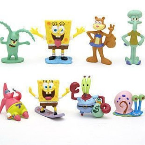 SpongeBob SquarePants 8 Piece Set with 8 SpongeBob Featuring Squidward Sandy Cheeks Patr