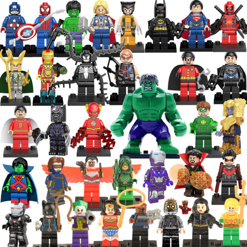 Marvel Superheroes Minifigures Fit Lego Spiderman Hulk Thor Batman Iron Man Venom Deadpool Action Figures Building Blocks Playset of 35PCS Collectible Toys Gift for Kids and Fans