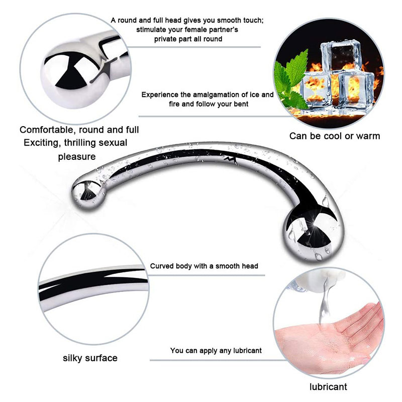 (20cm) Metal Stainless Dildo Anal Butt Plug G-spot Stimulator Male Prostate Massager Adult Sex Toy Handheld Magic Wand BDSM
