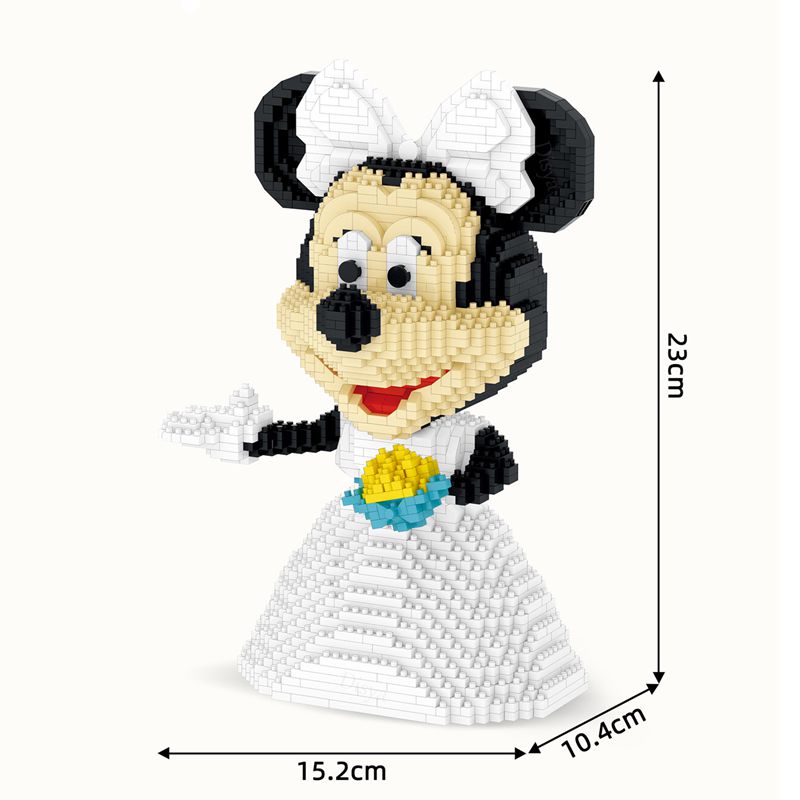 (Mickey) Disney Mickey Mouse Diamond Building Blocks Minnie Mouse Wedding Dress Micro Brick Figures Toys For Christmas Gift