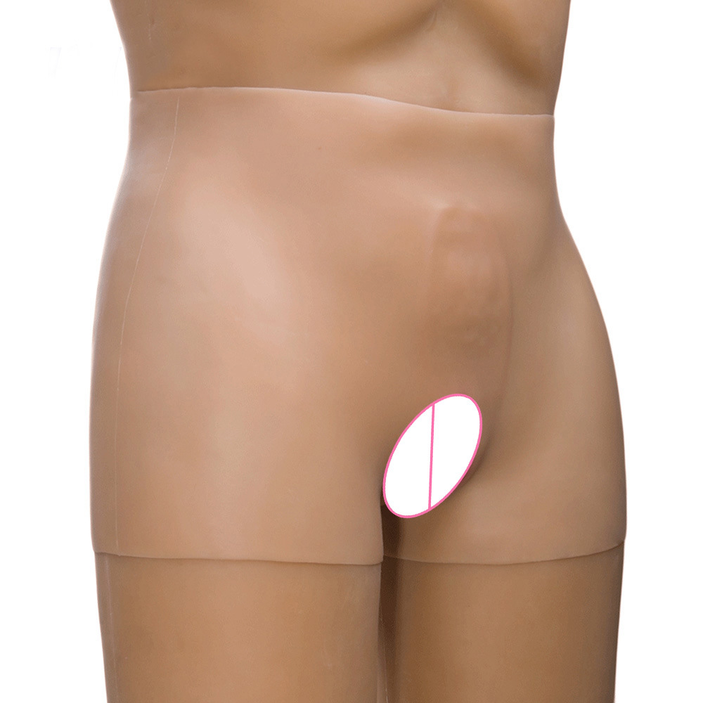 (Flesh Size S) Fake Vagina Pants Pluggable Full Silicone Vagina Shaper Underwear for Crossdresser Transgender Drag Queen Shemale Sex Cosplay