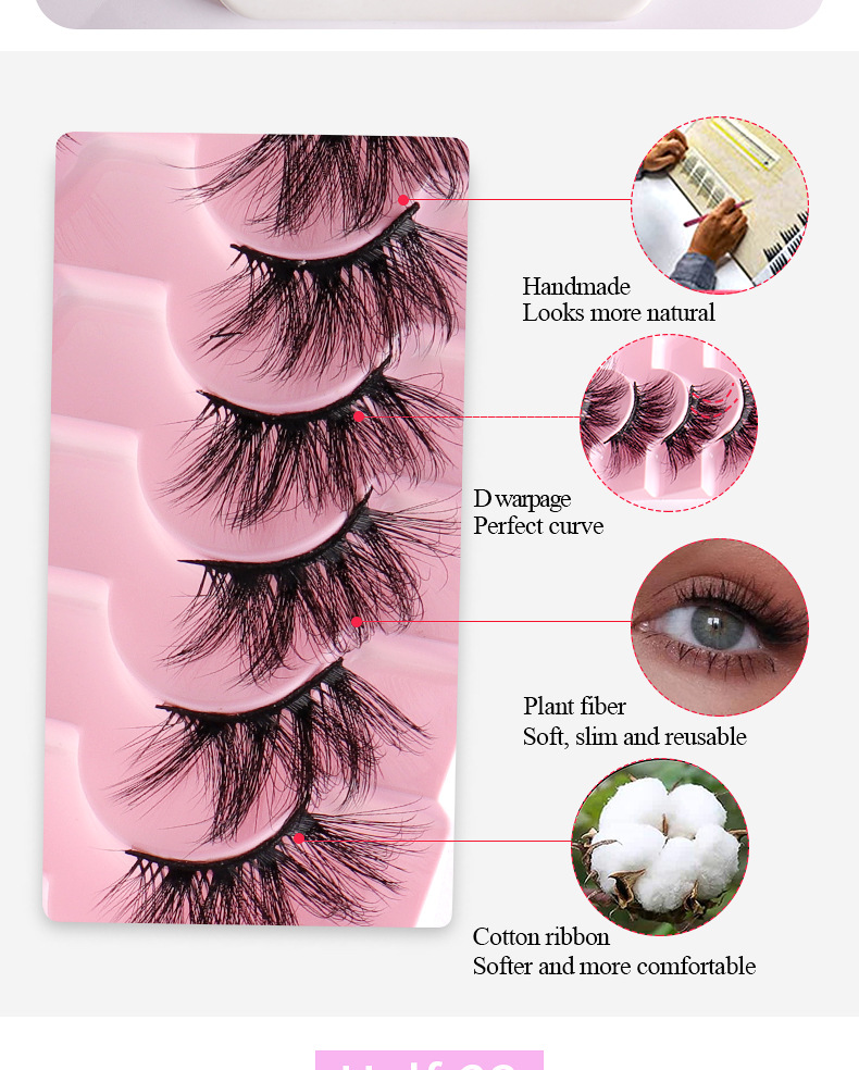 (Half~23) False Eyelashes Half Lashes Curl Faux Mink Lashes Fake Lashes Lightweight Fluffy Long Dramatic 10 Pairs Pack