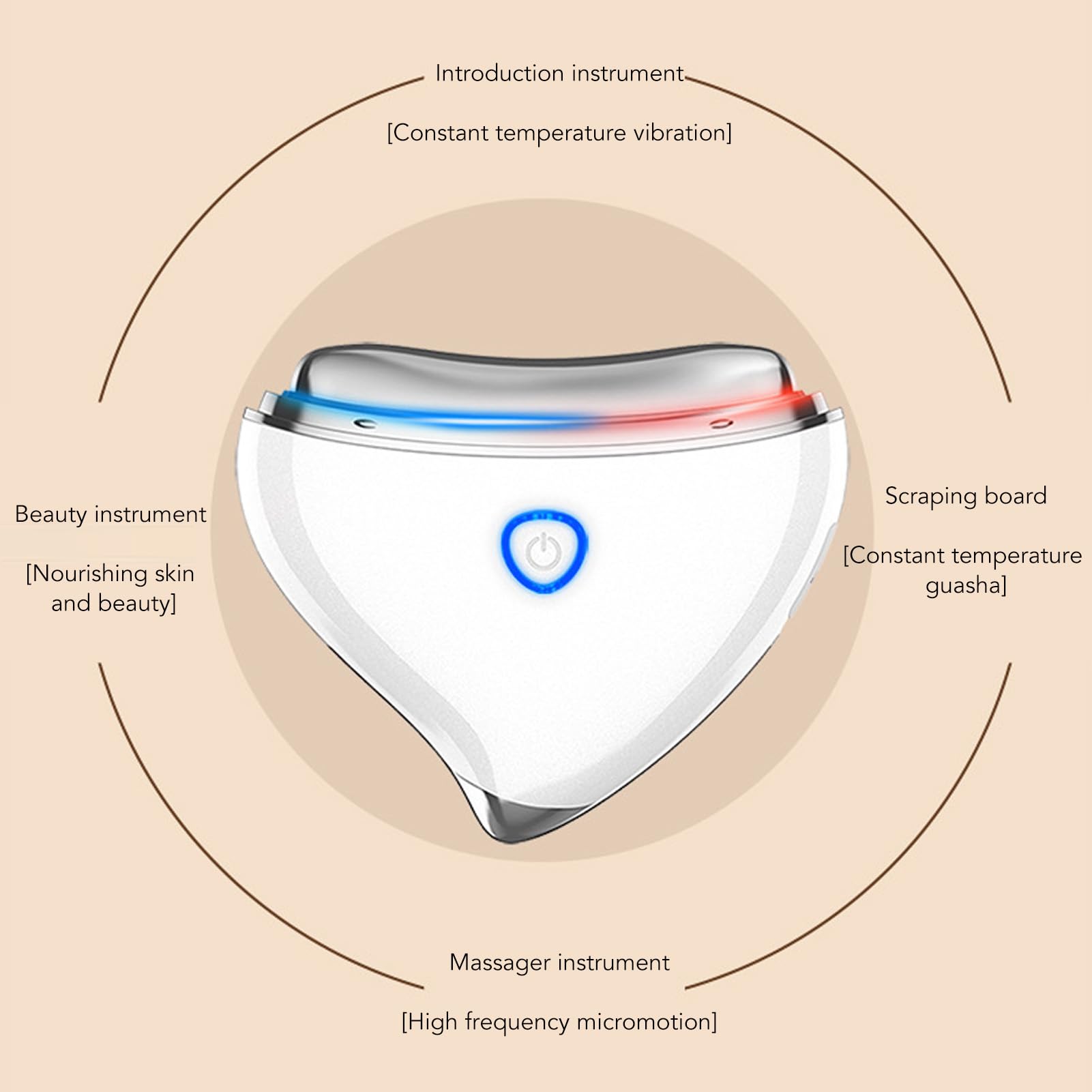 Electric Scraping Face Massager Heating Facial Beauty Scraping Instrument Portable USB Charging with 4 Modes Wonderful Gift White