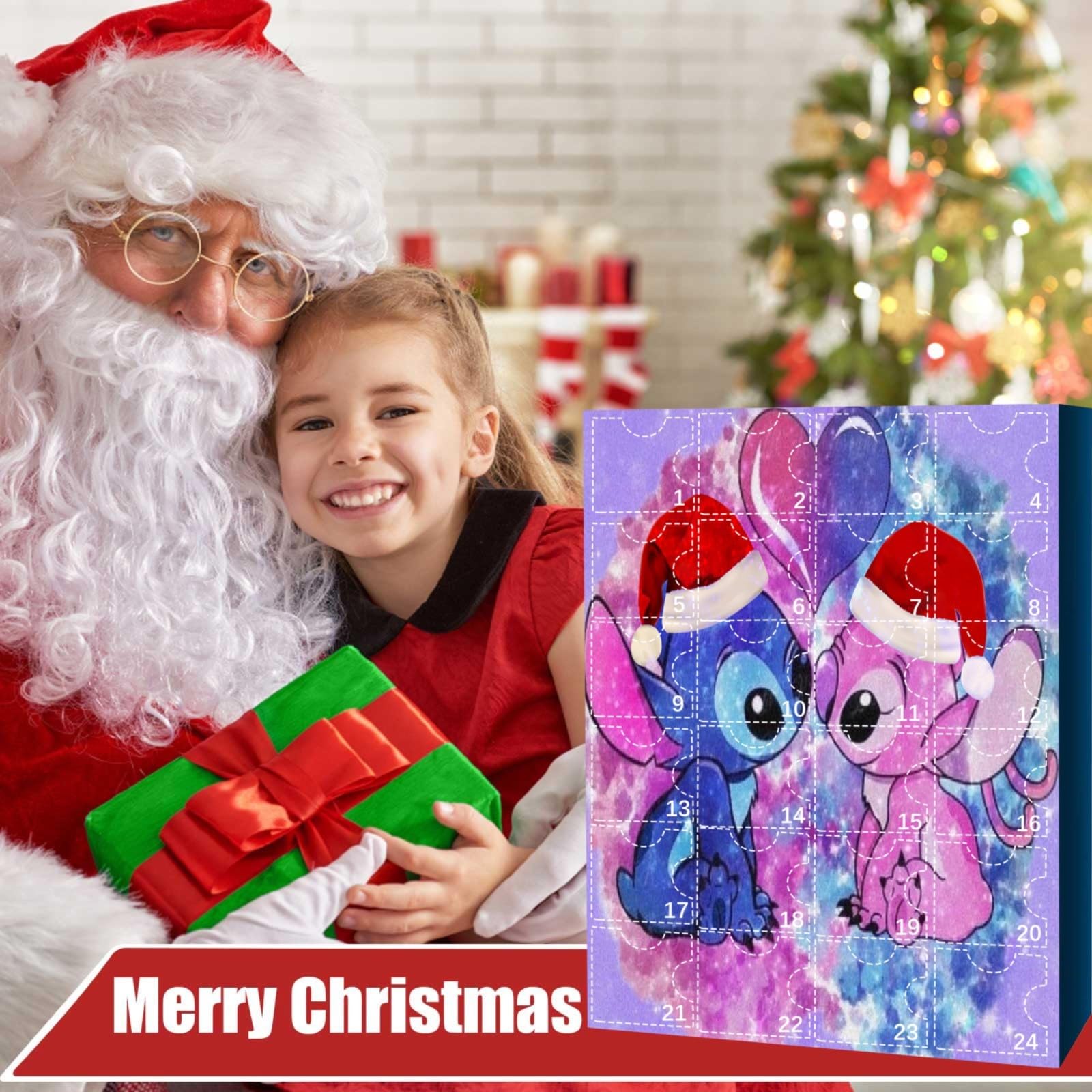 Christmas Advent Calendar for Kids and Adults 24 Days Christmas Countdown 24pcs Stitch Figure Toys Ornament Decorative Toys Kids Gifts