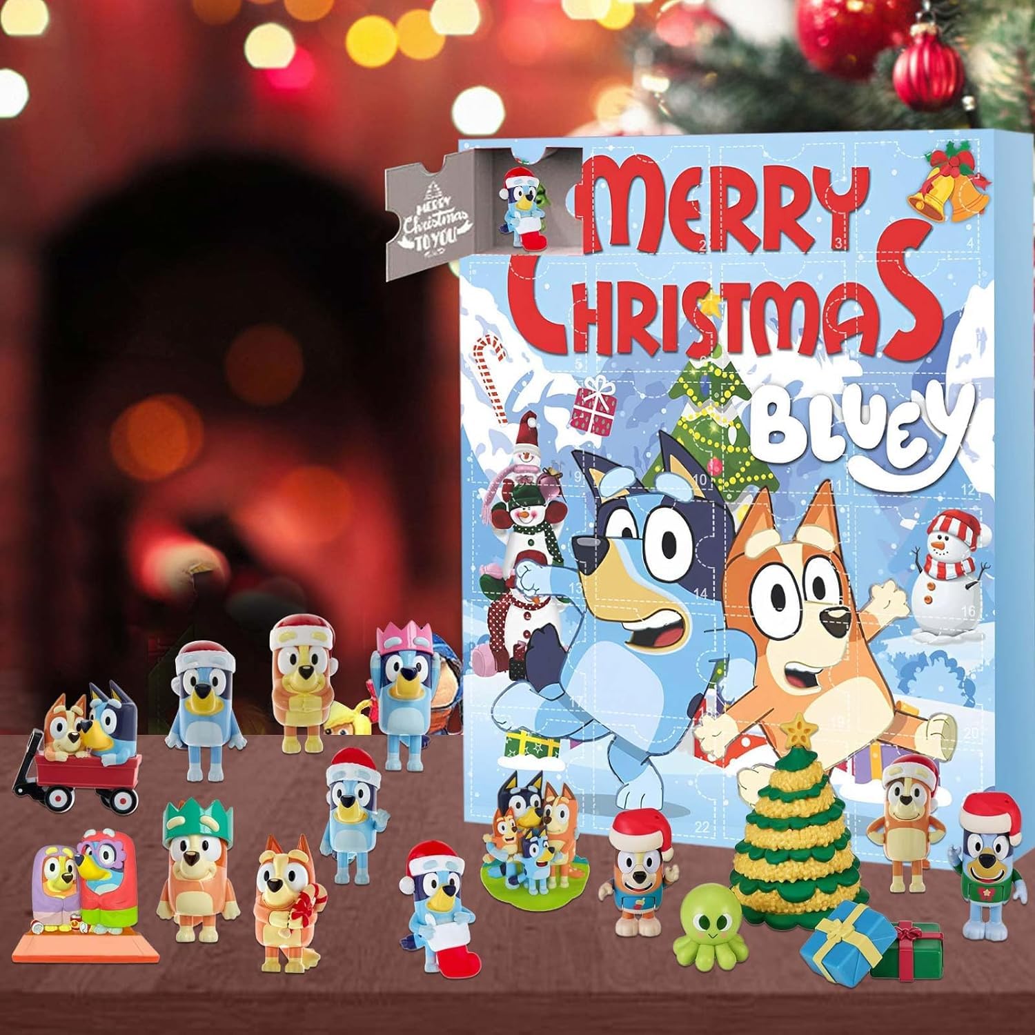 Christmas Advent Calendar Christmas 24 Days Countdown Calendar for Kids Adult 24pcs Bluey Figures Doll Home Ornaments Xmas Surprise Gift