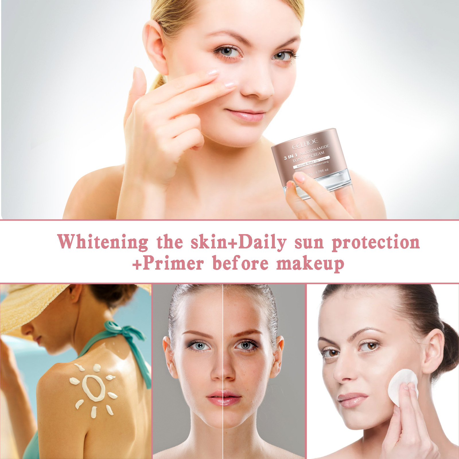 Face Cream Hydrating Concealer Translucent Soft Focus Skin Tinting Cream 3 in 1 Nicotinamide Brightening Tone-Up Plain Makeup Delicate Nature