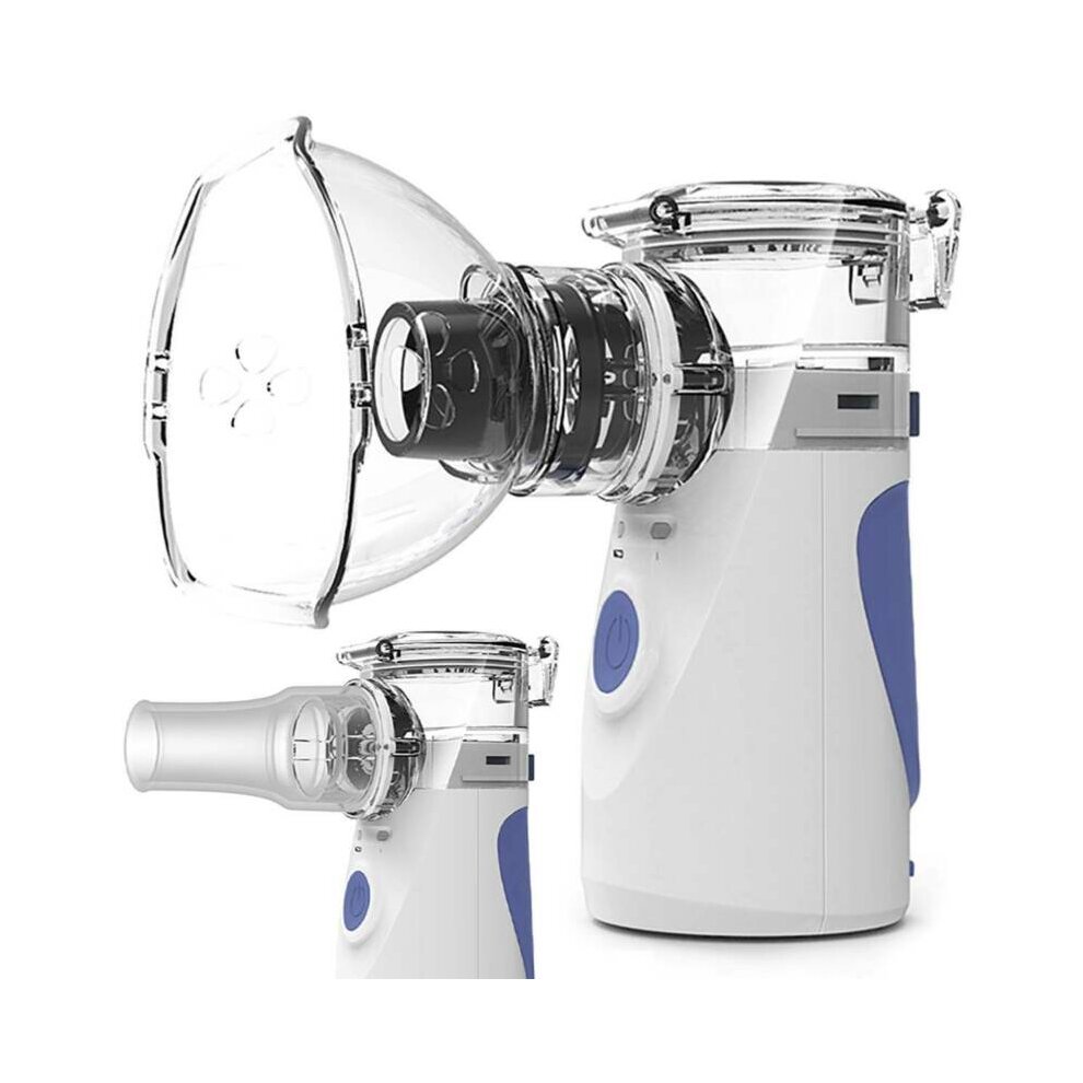 (Blue) Portable Nebulizer Inhaler Machine Handheld Ultrasonic Respirator for Child Adult Home and Travel Use