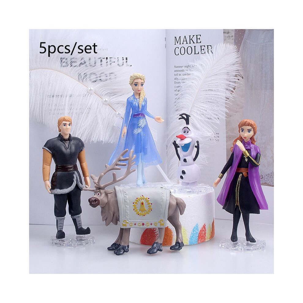 5pcs Snow Queen Anna Elsa Frozen 2 Olaf Sven Kristoff Princess Action Figure Toy