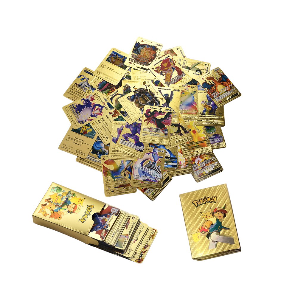 Pokemon Gold Cards Foil Gold Playing Card Vmax Gx Series 55PCS Cards 5pcs Set