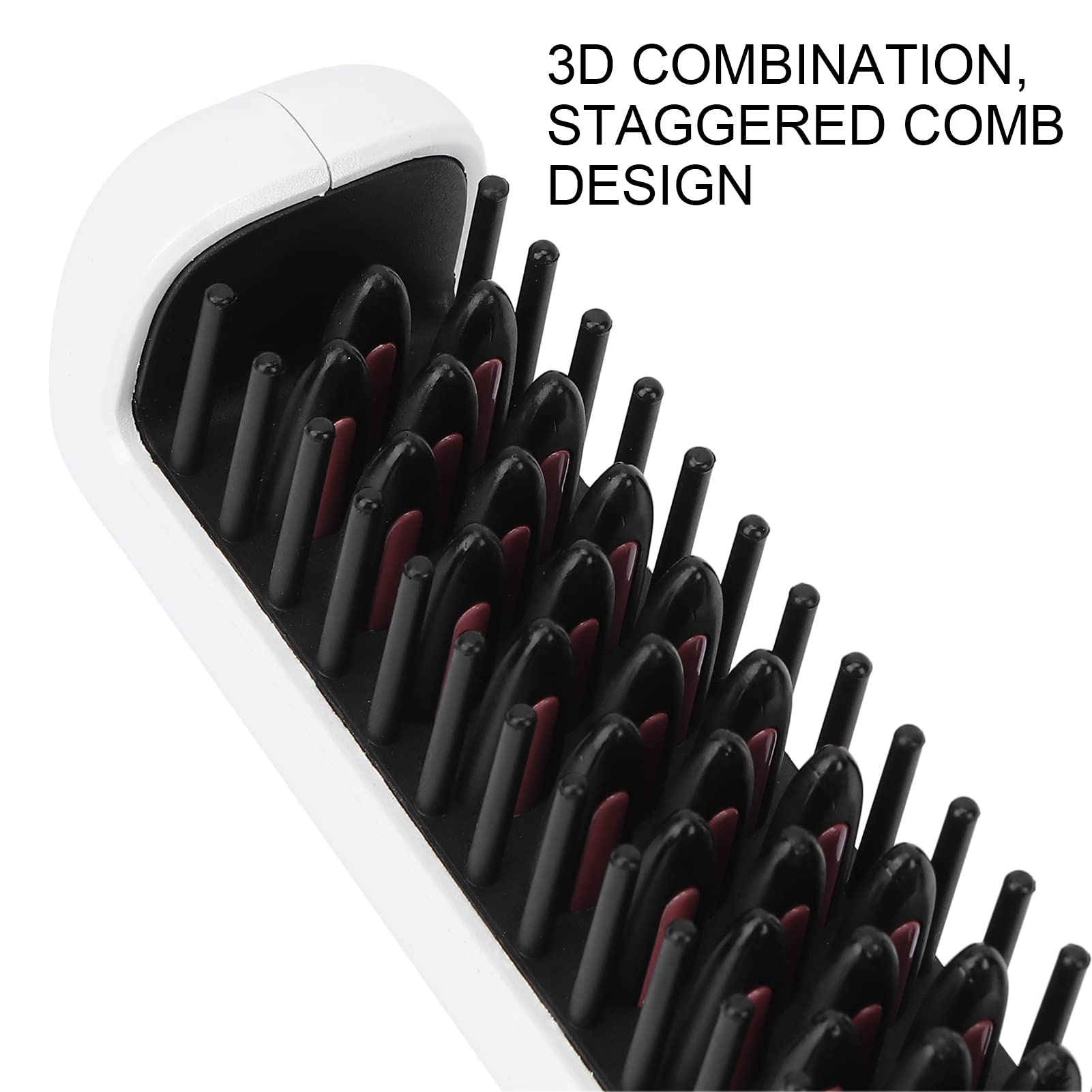 Wireless Straight Hair Comb USB Rechargeable Ceramic Hair Straightener with 3 Levels Adjustable Temper