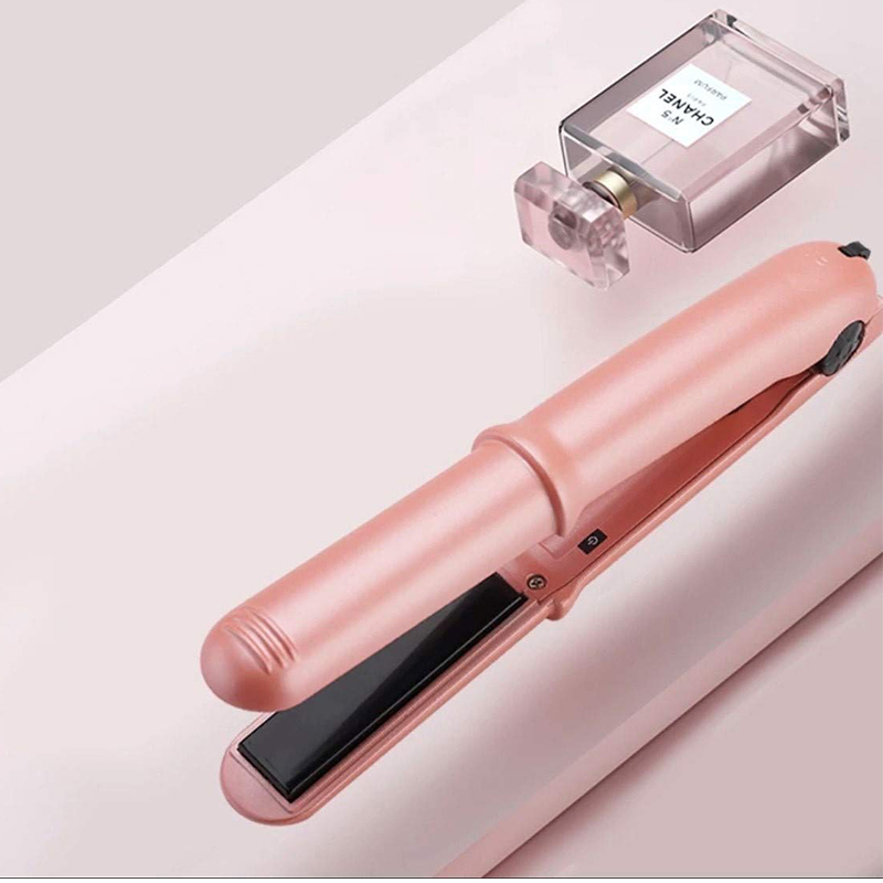 Portable Cordless USB Hair Straighteners Travel Mini USB Rechargeable Wireless Flat Iron Pink