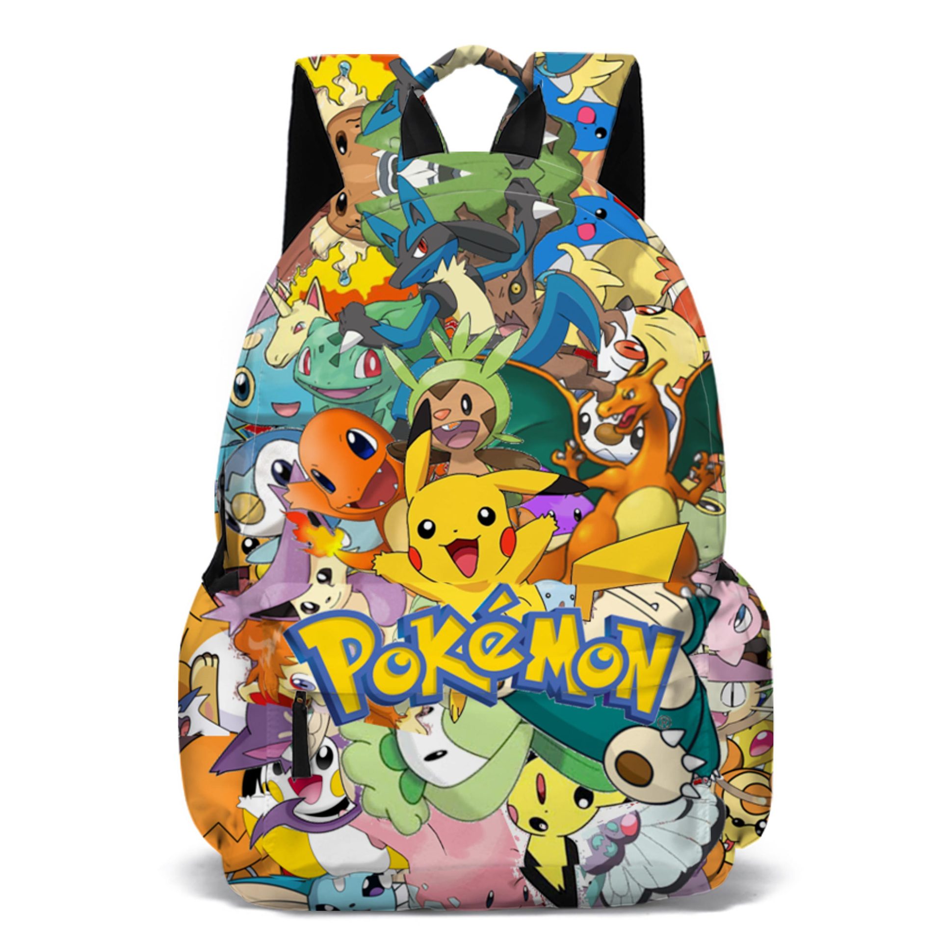 (Style 1) Pokemon Backpack Pikachu Eevee Pokeball Large Backpack for School Pokemon Stationery Gifts