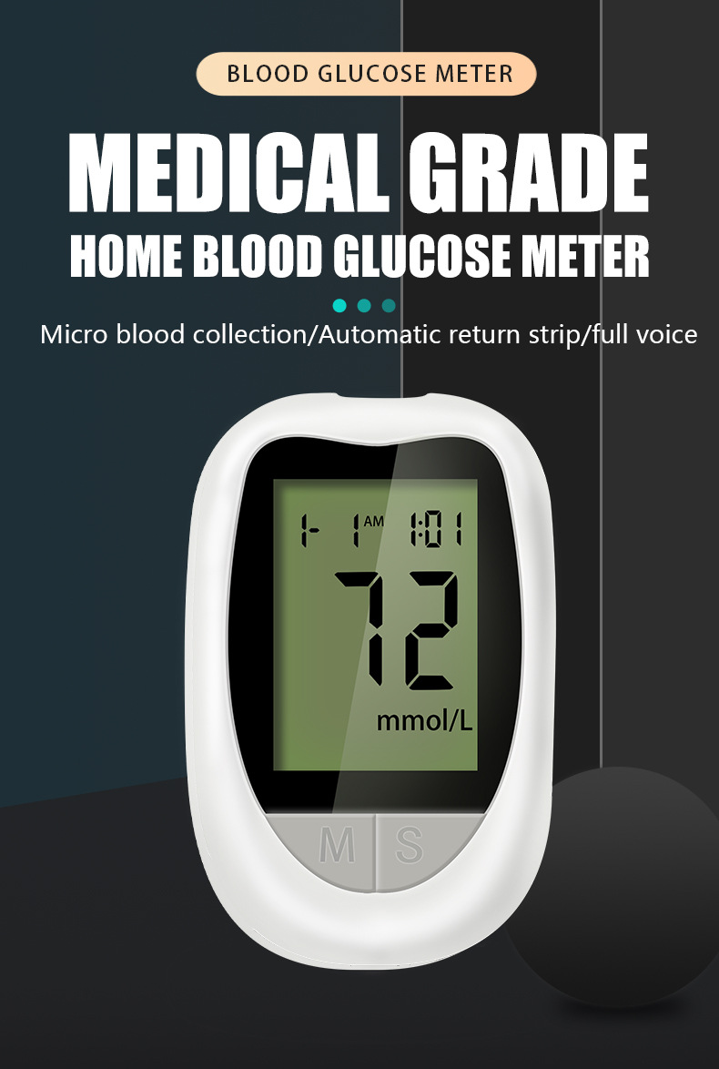 Blood Glucose Meter Monitor Kit Blood Sugar Test Kit with 50 Glucometer Papers and Lancets