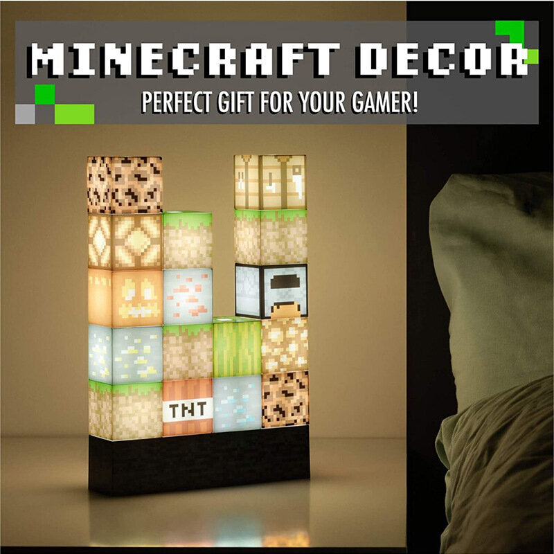 (2x Torch) Minecraft Night Light Torch Building Block Lamp Kids Xmas Gift