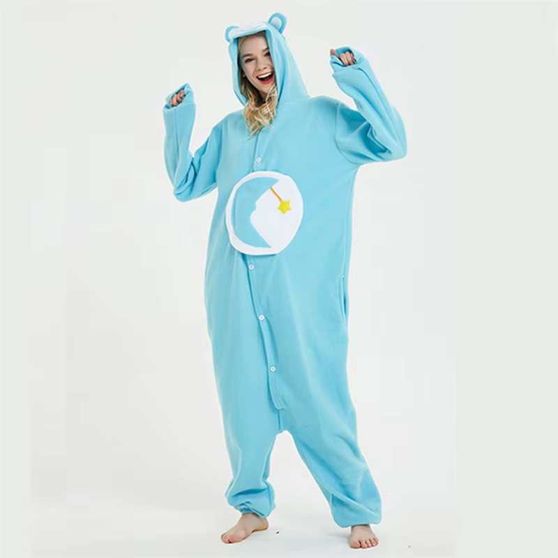 (S(Height 145~155cm)) Onesie Pajamas Sleepwear  Jumpsuit Kigurumi Adult Homewear Halloween Cosplay Costumes Anime Blue Bear Pajamas
