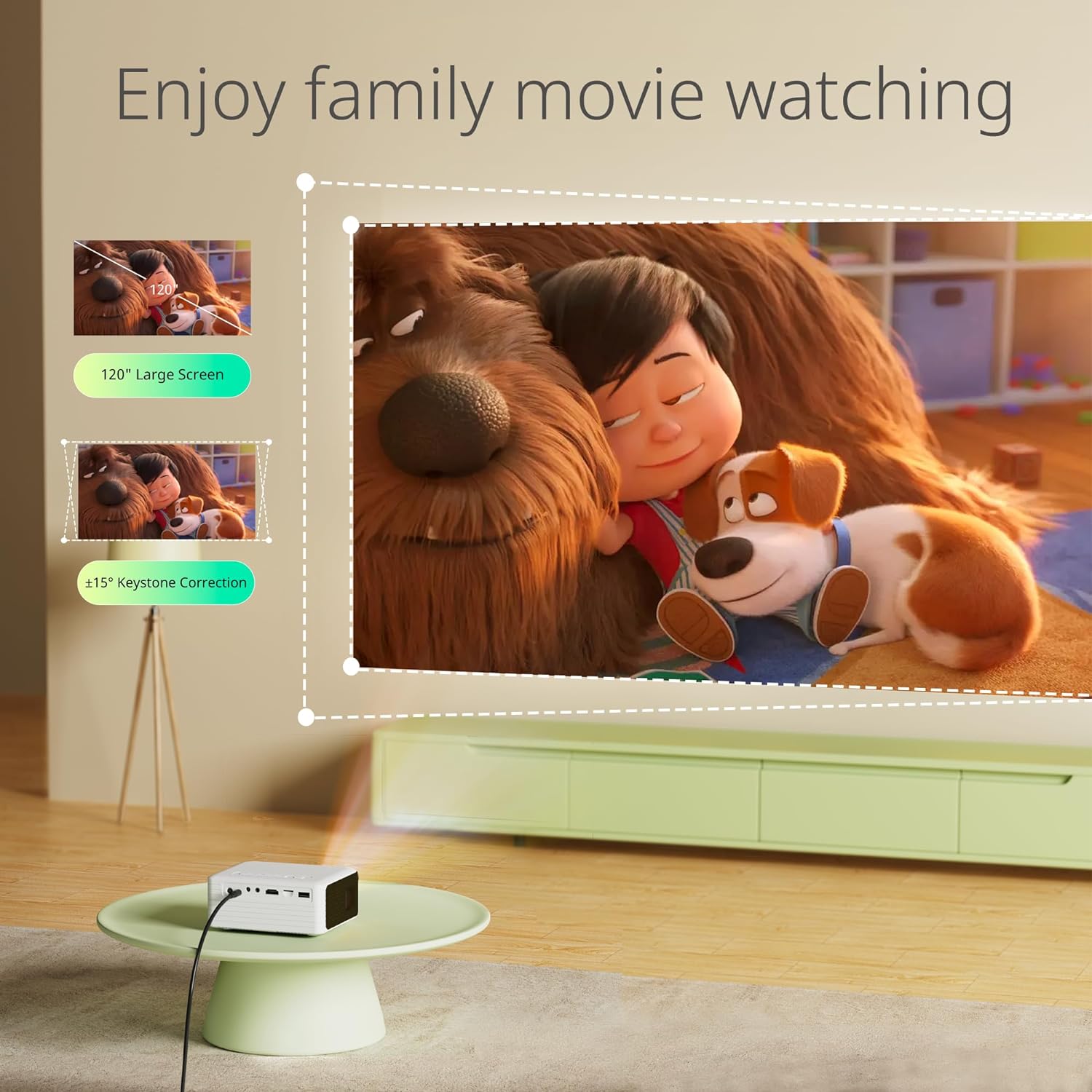Mini Projector Portable Phone Projector 1080P Full HD Support Home Theater Movie Projector Small Video Projector Compatible with HDMI Smartphone Tablet PC TV Stick AV USB